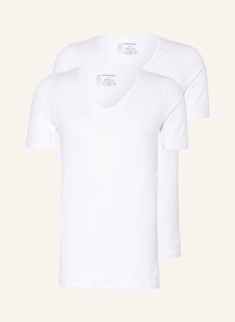 Schiesser 2er-Pack V-Shirts 95/5 weiss von Schiesser