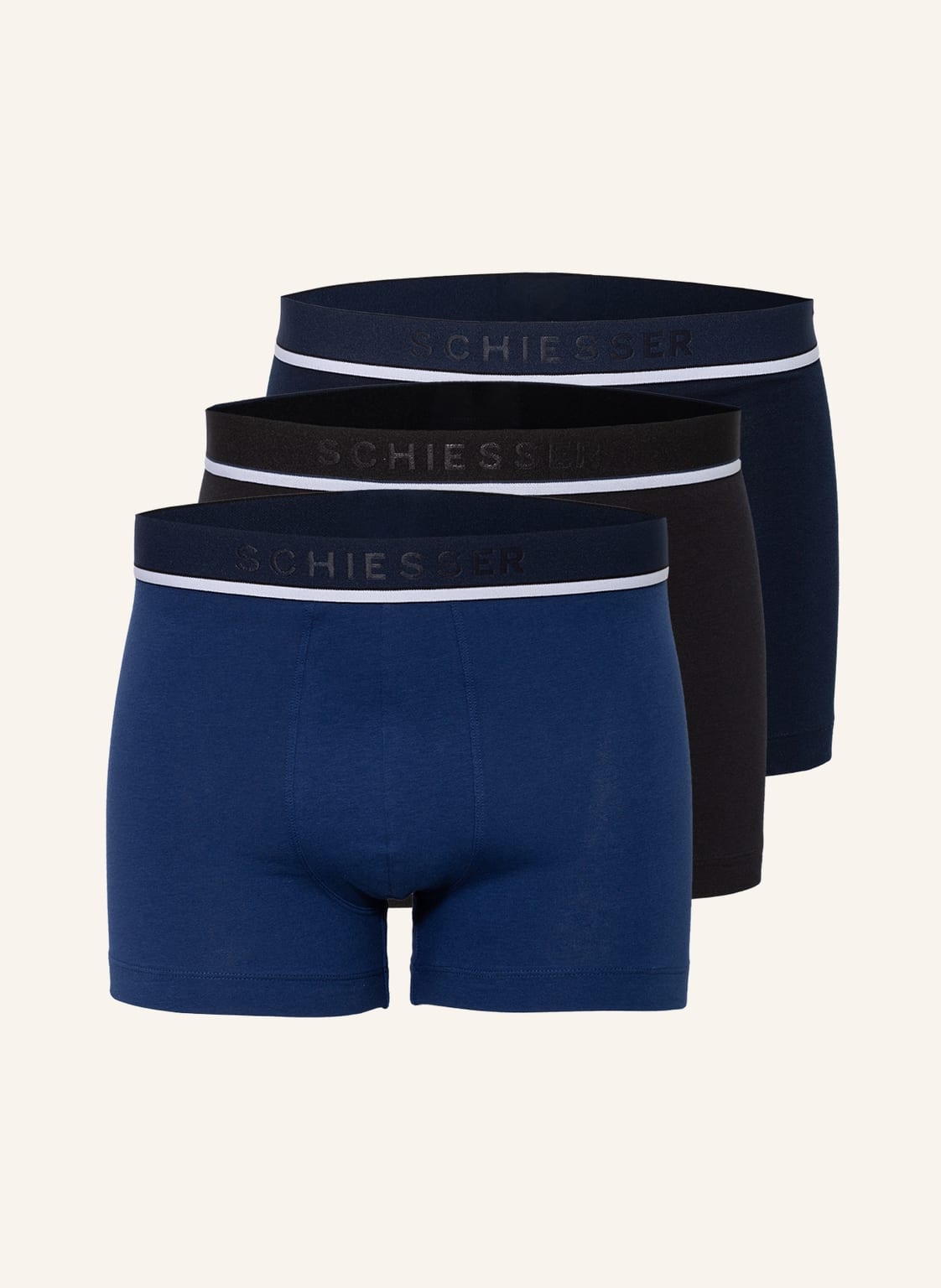 Schiesser 3er-Pack Boxershorts 95/5 blau von Schiesser