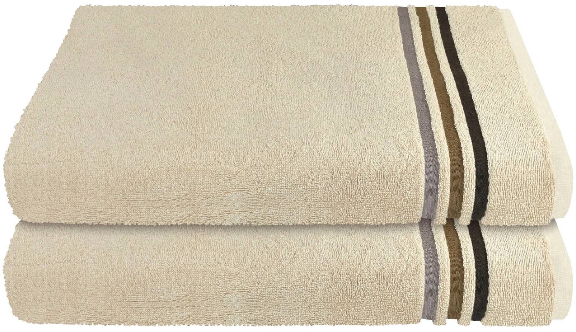 Schiesser Duschtücher »Skyline Color aus 100 % Baumwolle mit eleganter Streifenbordüre«, (Set, 2 St.), MADE IN GREEN by OEKO-TEX® von Schiesser