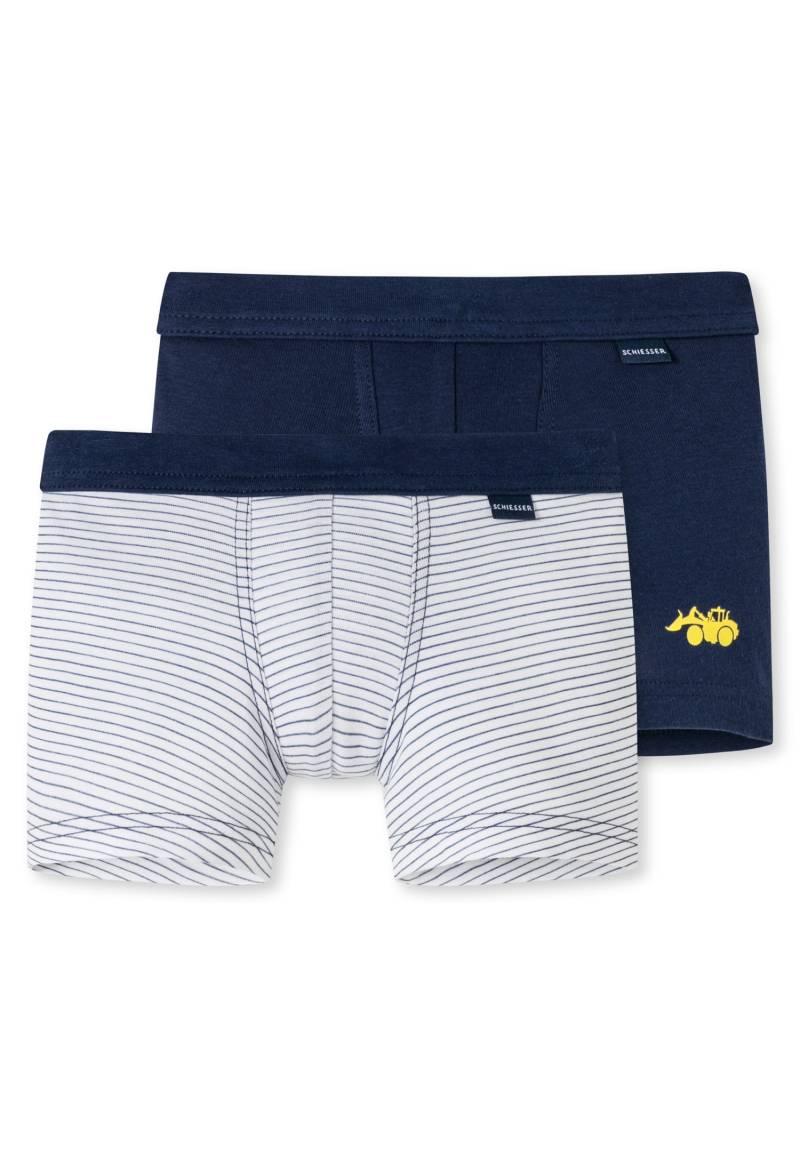 Schiesser Boxershorts »"Original Classics"«, (2er-Pack), mit Bagger-Motiv am Bein und maritim geringelt von Schiesser