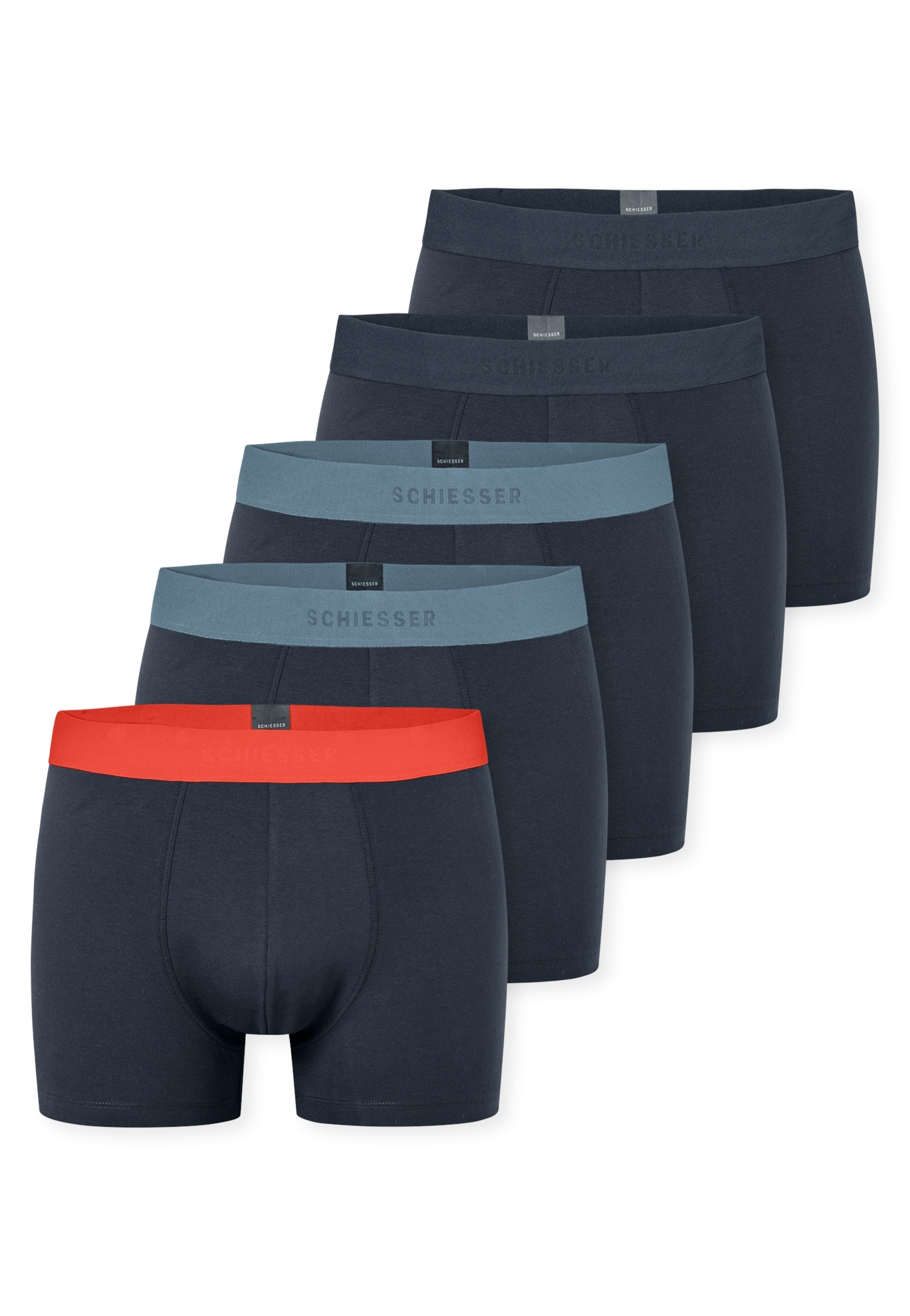 Schiesser Boxershorts »"95/5"«, (5er Pack), farblich abgesetzter, sportlicher Logo-Webgummibund von Schiesser