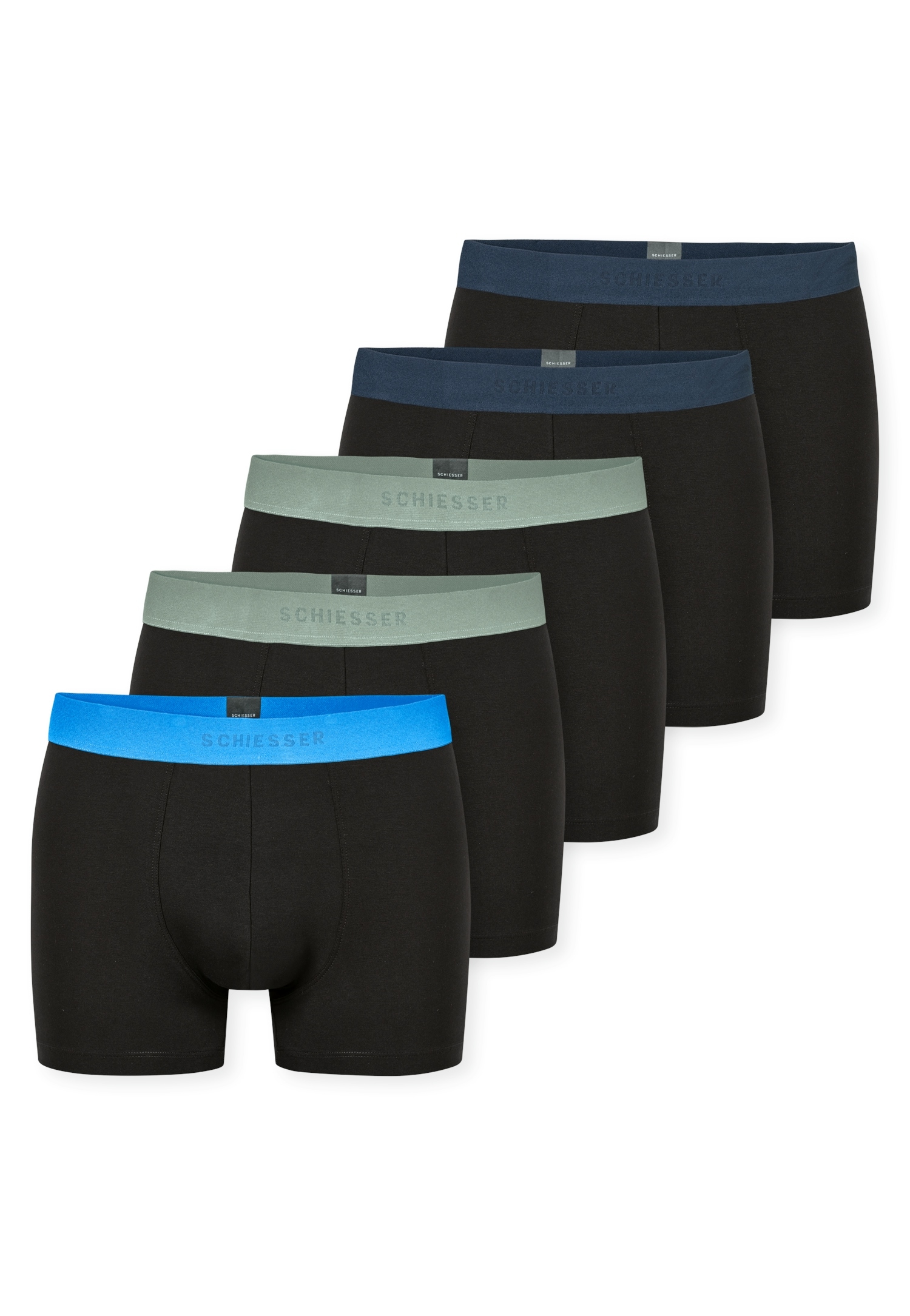 Schiesser Boxershorts »"95/5"«, (5er Pack), farblich abgesetzter, sportlicher Logo-Webgummibund von Schiesser