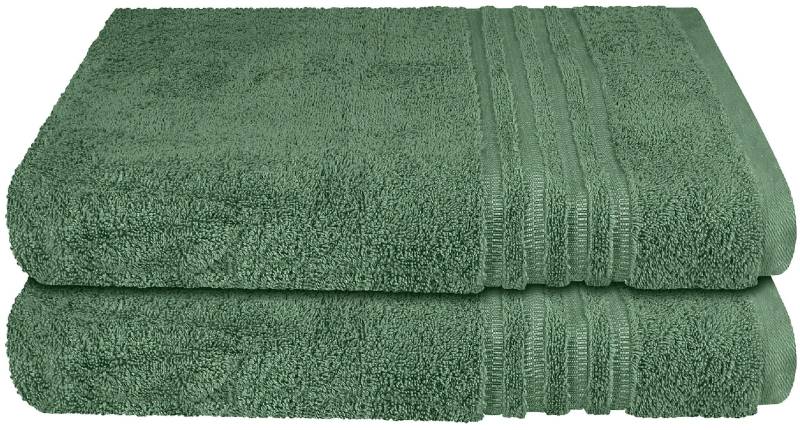 Schiesser Duschtücher »Milano aus 100% Baumwolle mit eleganter Bordüre in Hoch-Tief-Optik«, (Set, 2 St., 2er Set Badetücher 70 x 140 cm), Made in Green von Schiesser