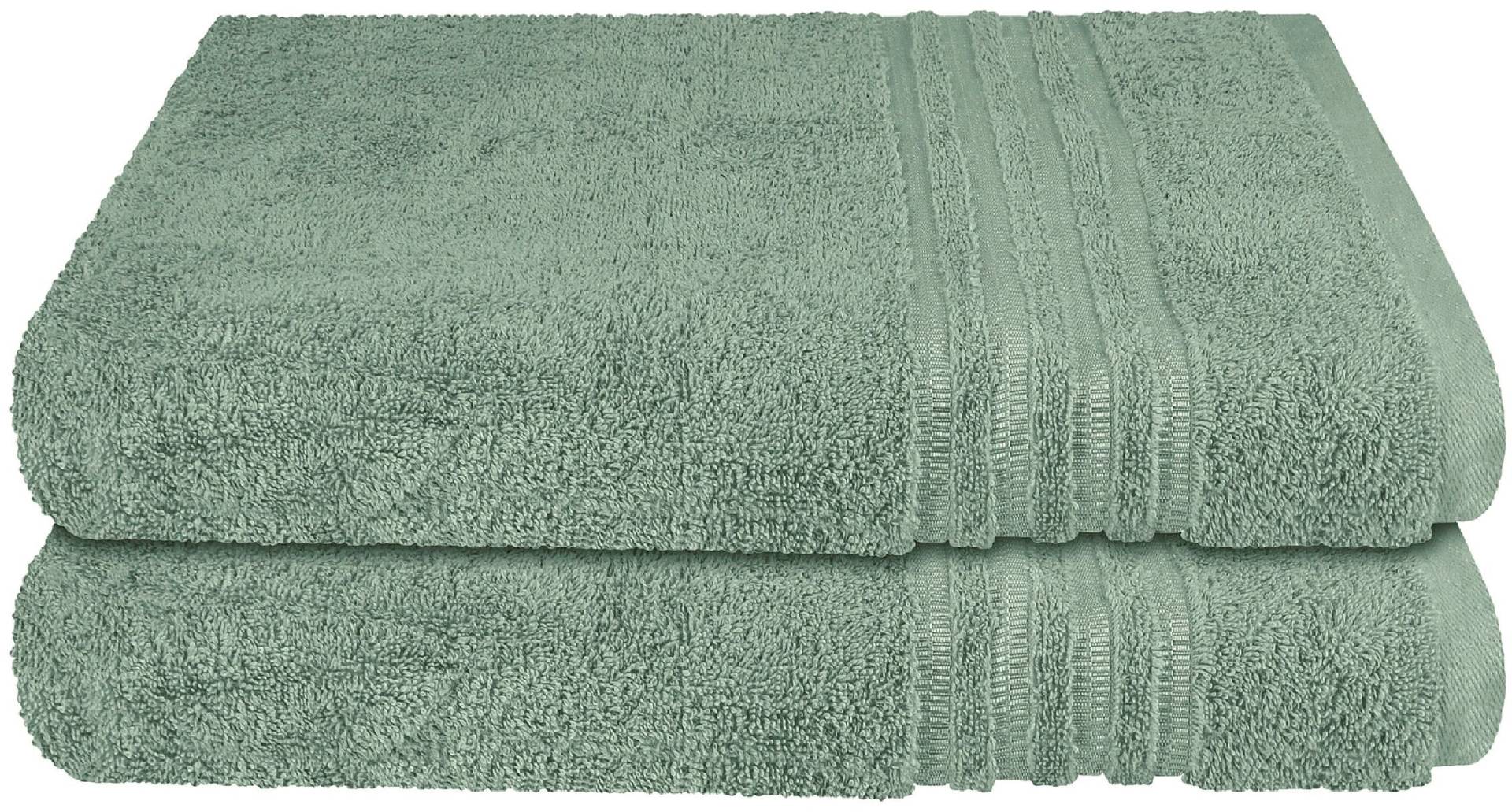 Schiesser Duschtücher »Milano aus 100% Baumwolle mit eleganter Bordüre in Hoch-Tief-Optik«, (Set, 2 St., 2er Set Badetücher 70 x 140 cm), Made in Green von Schiesser