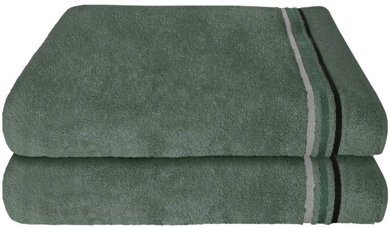 Schiesser Duschtücher »Skyline Color aus 100 % Baumwolle mit eleganter Streifenbordüre«, (Set, 2 St., 2 Badetücher (70x140 cm), MADE IN GREEN by OEKO-TEX® von Schiesser