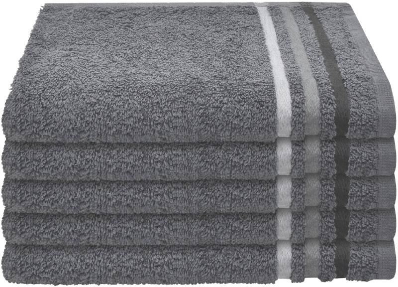 Schiesser Gästehandtücher »Skyline Color aus 100 % Baumwolle mit eleganter Streifenbordüre«, (Set, 5 St., 5 Gästehandtücher (30x50 cm), MADE IN GREEN by OEKO-TEX® von Schiesser