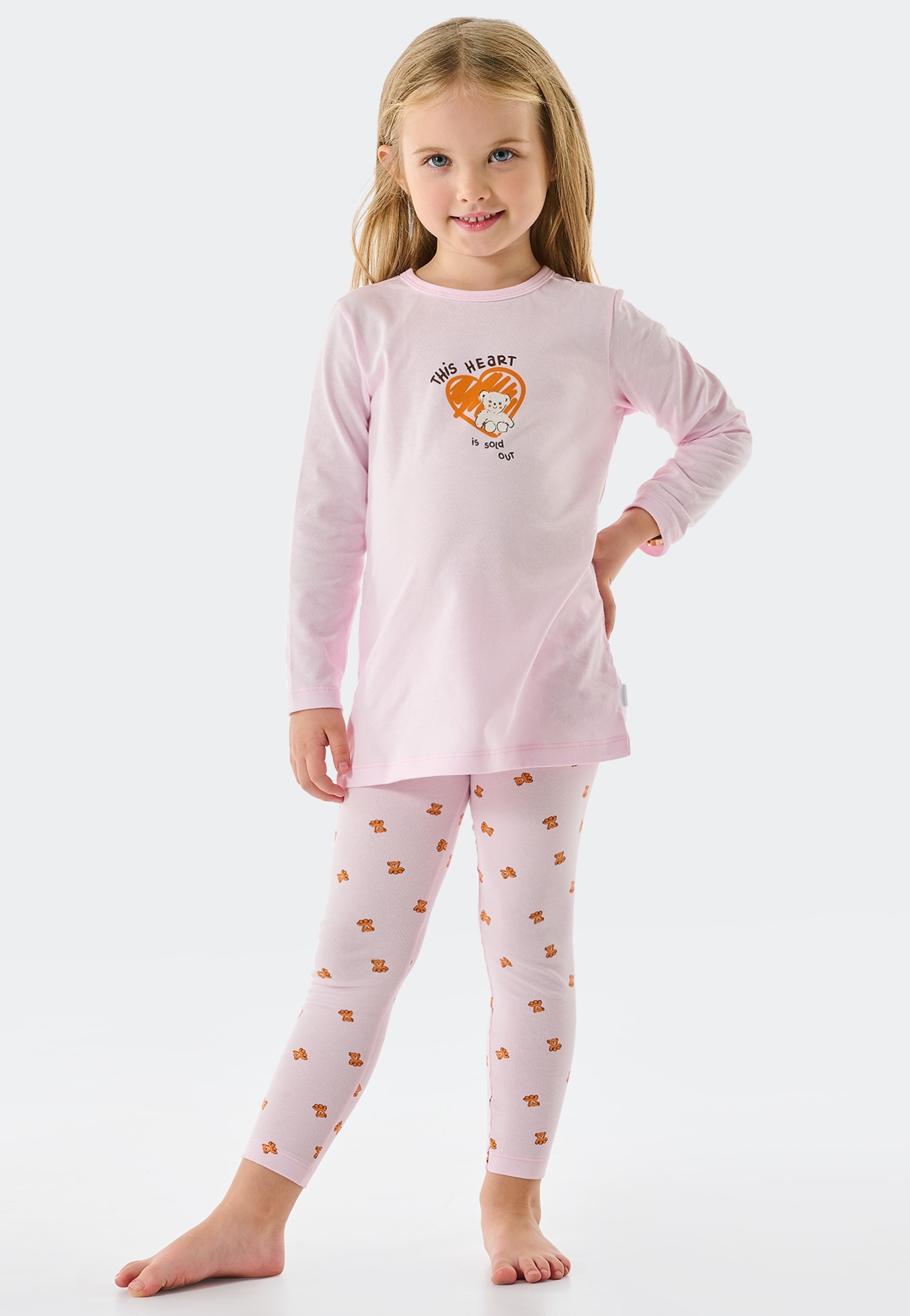 Schiesser Pyjama »"Natural Love"«, (2 tlg.), vorn mit süssem Teddy-Motiv samt schraffiertem Herz von Schiesser