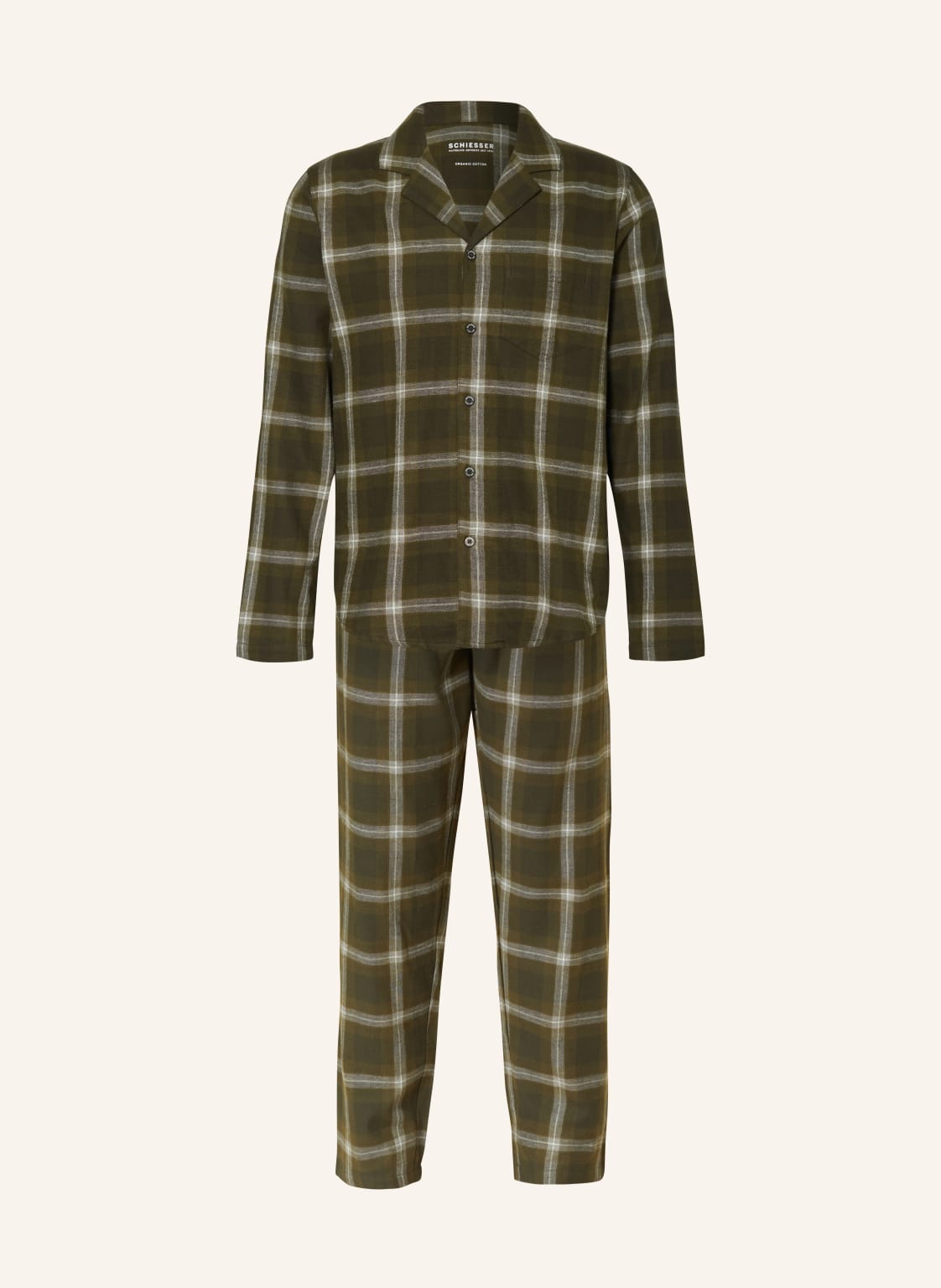 Schiesser Schlafanzug Warming Nightwear Aus Flanell gruen von Schiesser