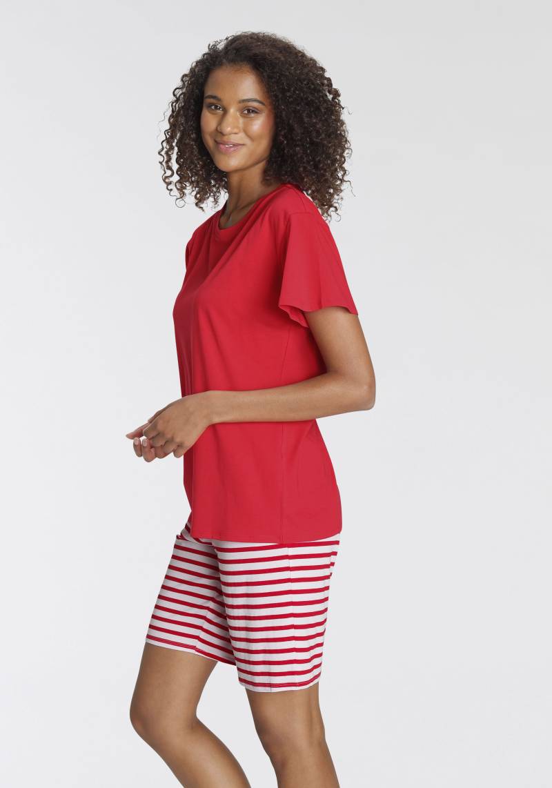 Schiesser Shorty »"Essentials Stripes"«, (2 tlg.), mit rundem Halsausschnitt und überschnittenen Schultern von Schiesser