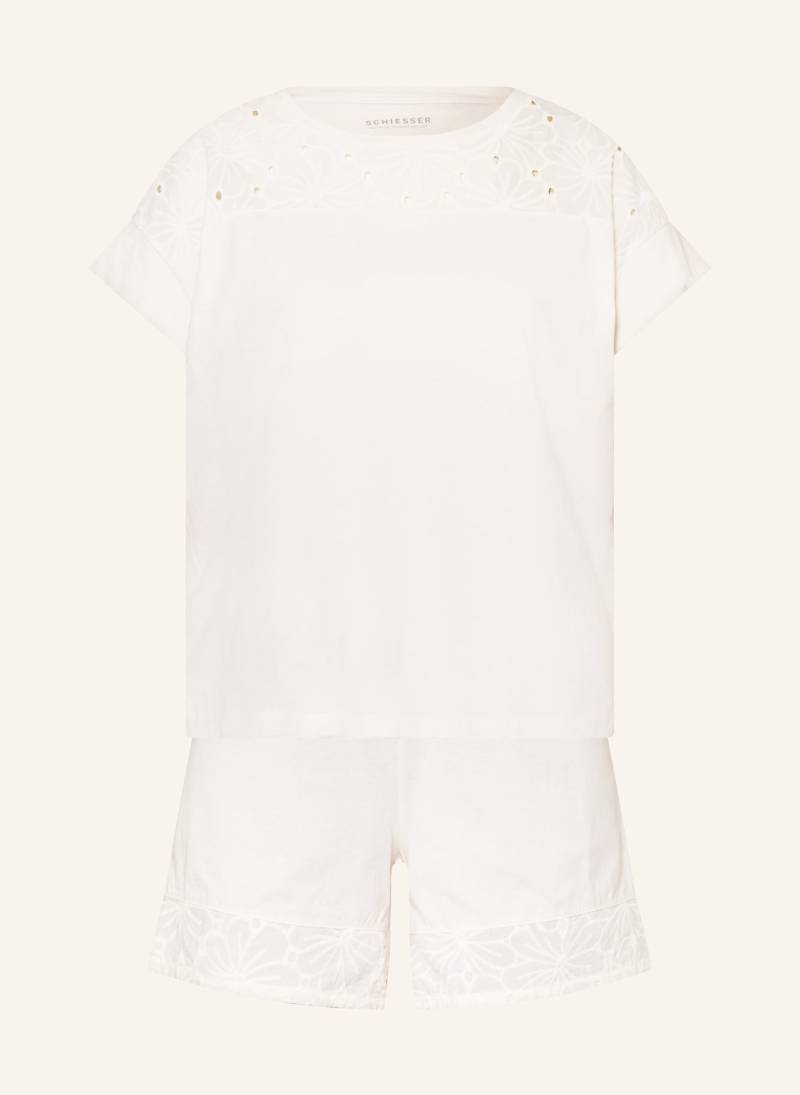 Schiesser Shorty-Schlafanzug Casual Nightwear weiss von Schiesser