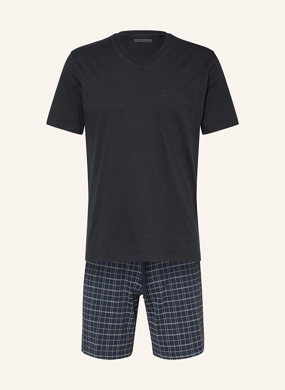 Schiesser Shorty-Schlafanzug Ebony blau Schiesser Shorty-Schlafanzug Ebony blau von Schiesser