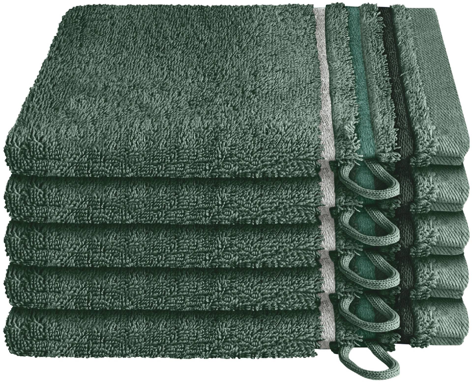 Schiesser Waschhandschuh »Skyline Color aus 100 % Baumwolle mit eleganter Streifenbordüre«, (5 St., 5 Waschhandschuhe (16x22 cm), MADE IN GREEN by OEKO-TEX® von Schiesser