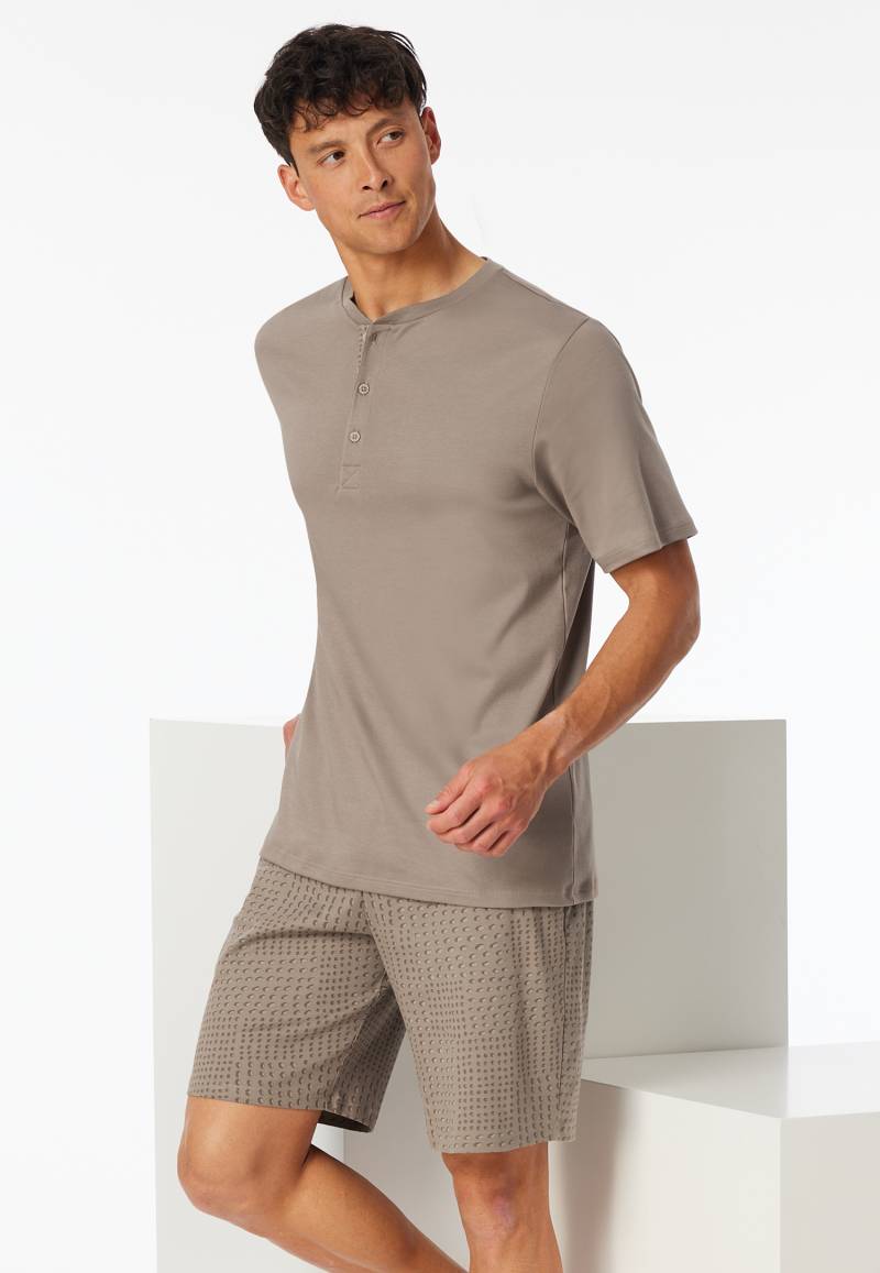 Schlafanzug kurz Knopfleiste clay - Fine Interlock 52 von Schiesser