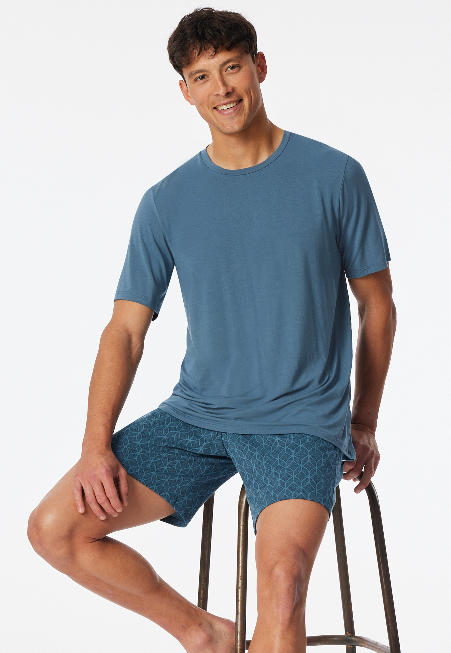 Schlafanzug kurz Ornamentdruck atlantikblau - Long Life Soft 58 Schlafanzug kurz Ornamentdruck atlantikblau - Long Life Soft 58 von Schiesser