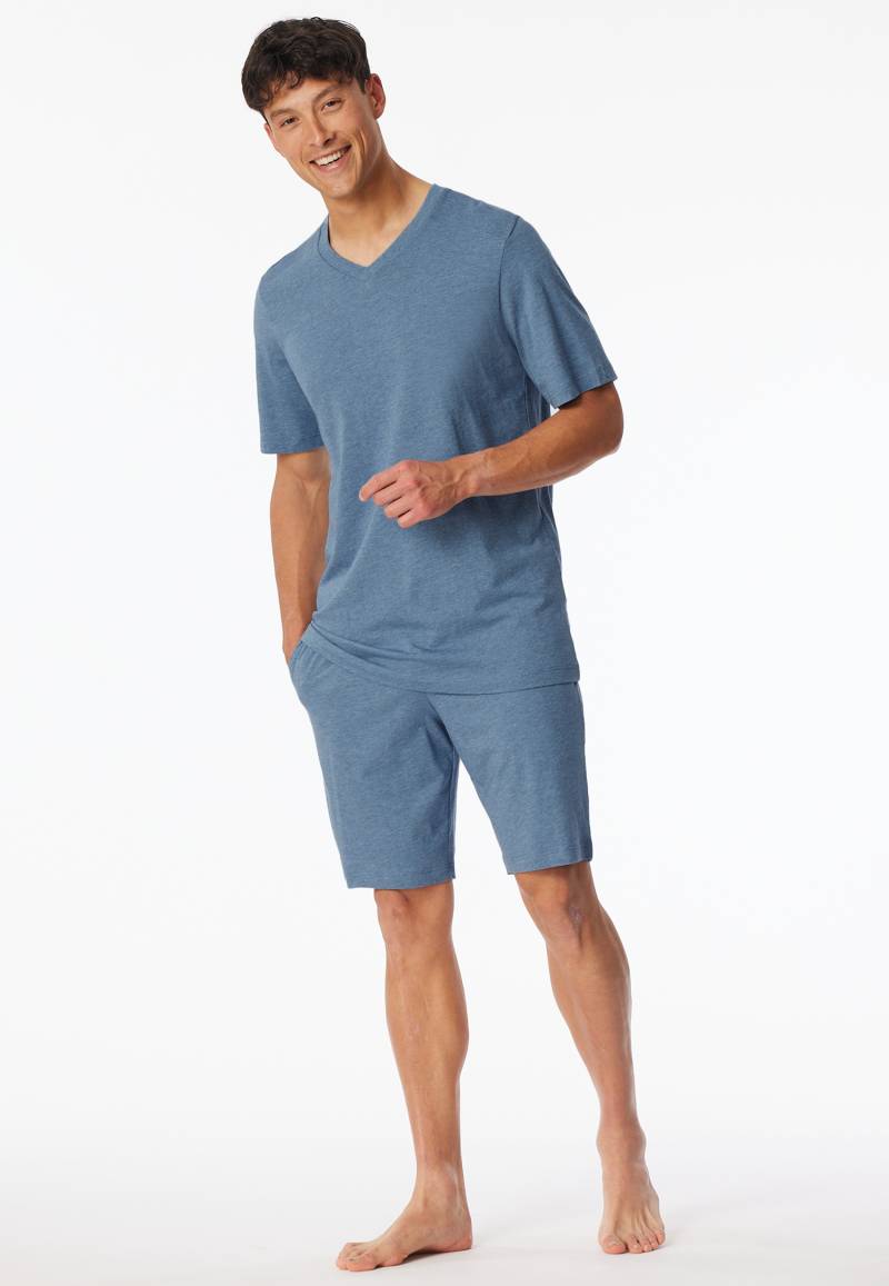 Schlafanzug kurz blau-jaspe - Modern Nightwear 52 von Schiesser