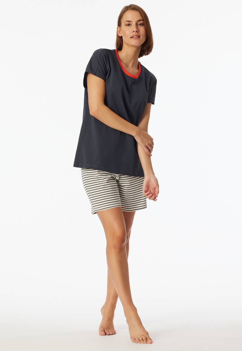 Schlafanzug kurz graphit - Casual Essentials 48 von Schiesser