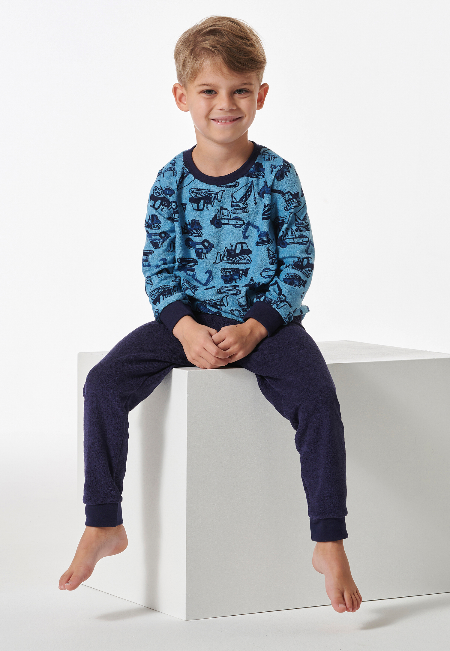 Schlafanzug lang Bündchen Baustellen-Fahrzeuge hellblau - Boys World 92 Schlafanzug lang Bündchen Baustellen-Fahrzeuge hellblau - Boys World 92 von Schiesser
