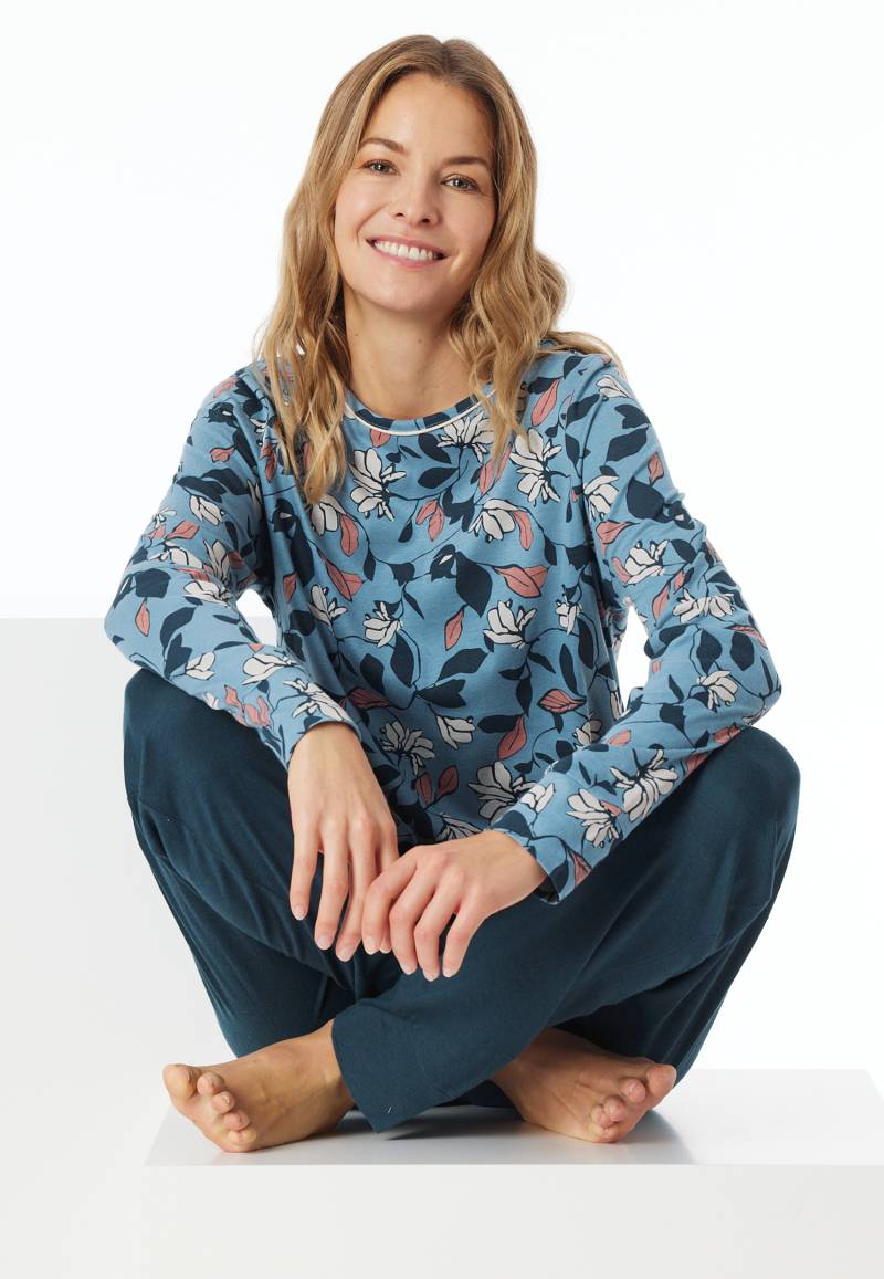 Schlafanzug lang Bündchen Blumen multicolor - Comfort Nightwear 44 von Schiesser