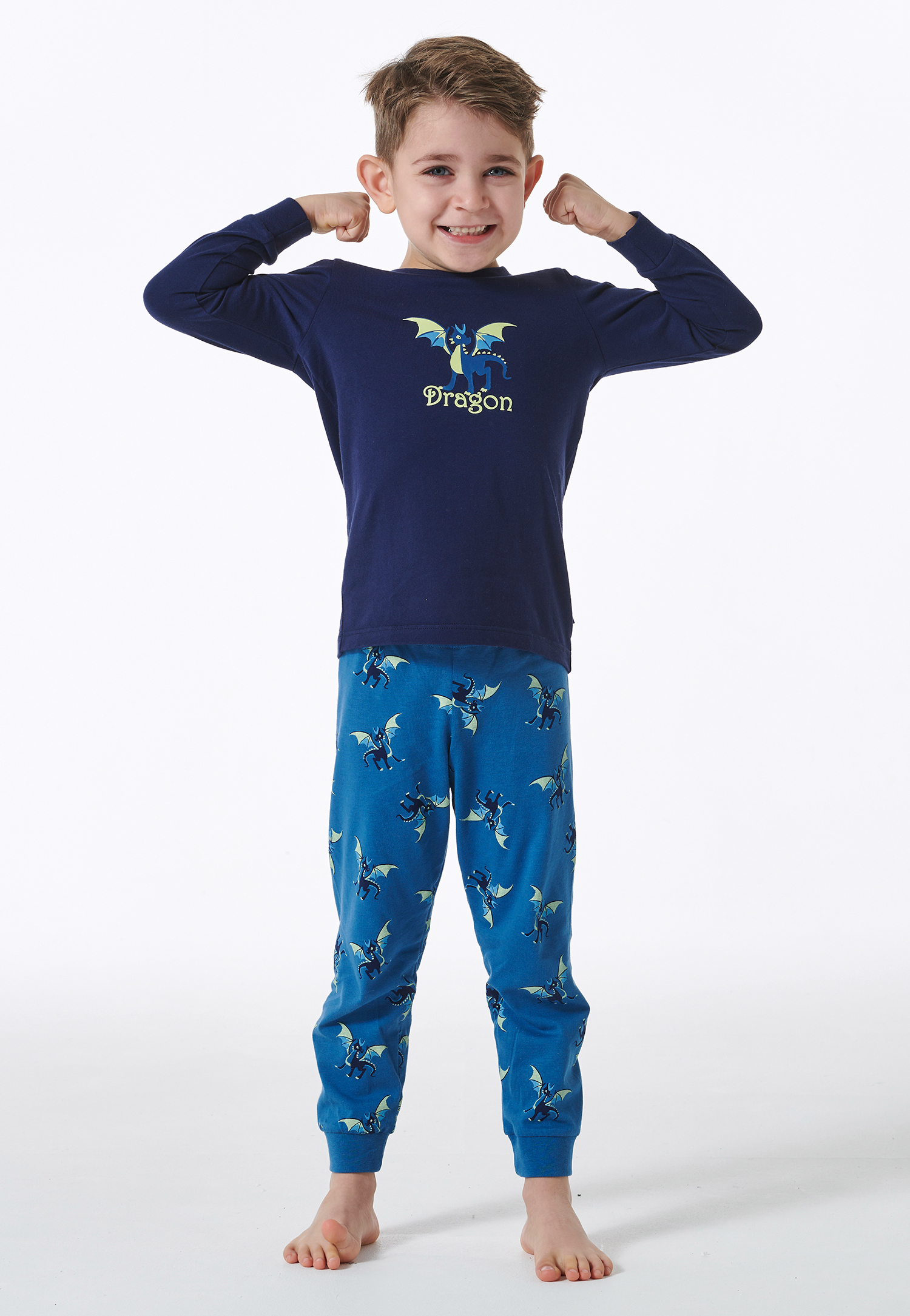 Schlafanzug lang Bündchen Drachen dunkelblau - Boys World 92 Schlafanzug lang Bündchen Drachen dunkelblau - Boys World 92 von Schiesser