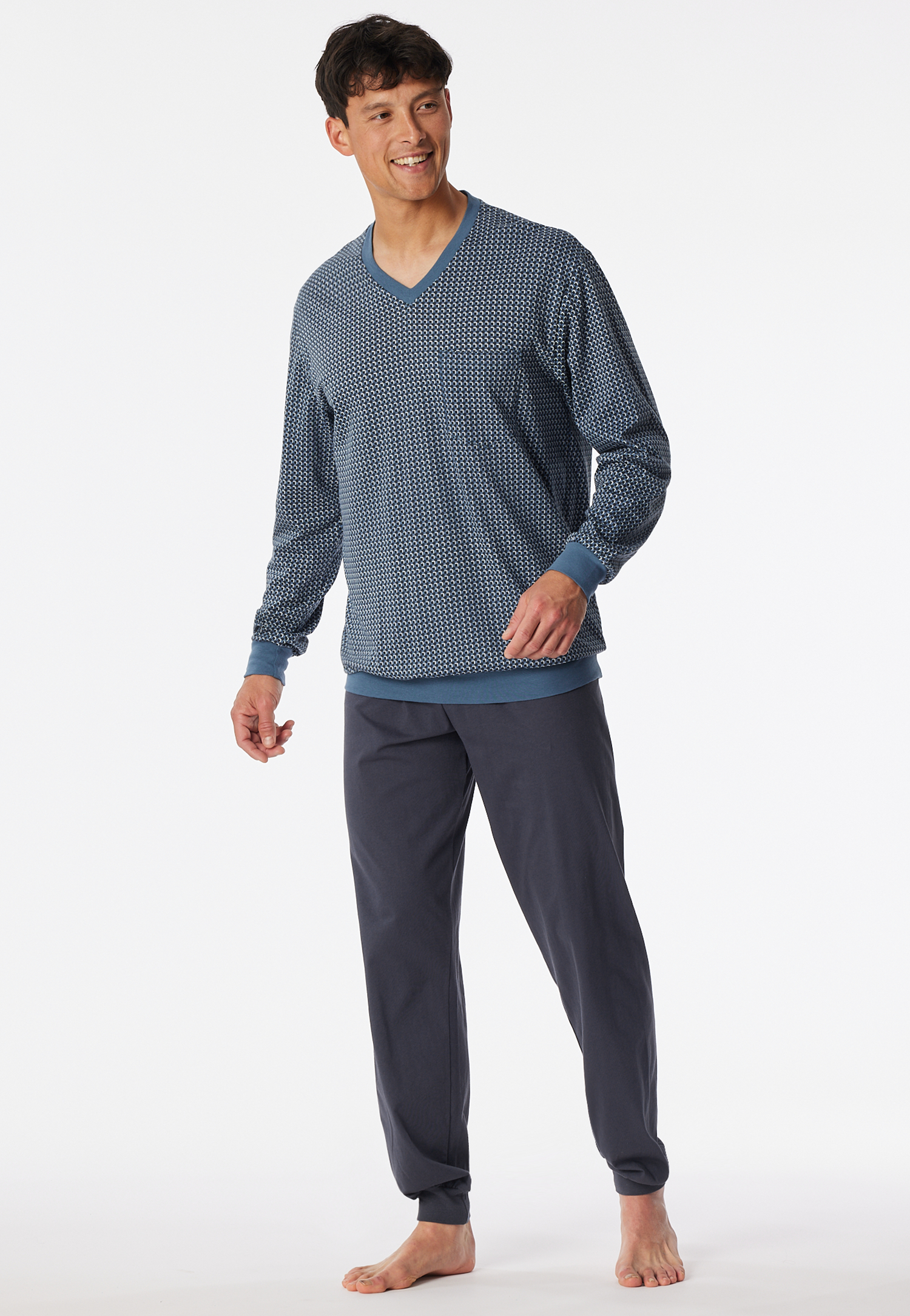Schlafanzug lang Bündchen Karos graphit - Comfort Nightwear 48 Schlafanzug lang Bündchen Karos graphit - Comfort Nightwear 48 von Schiesser