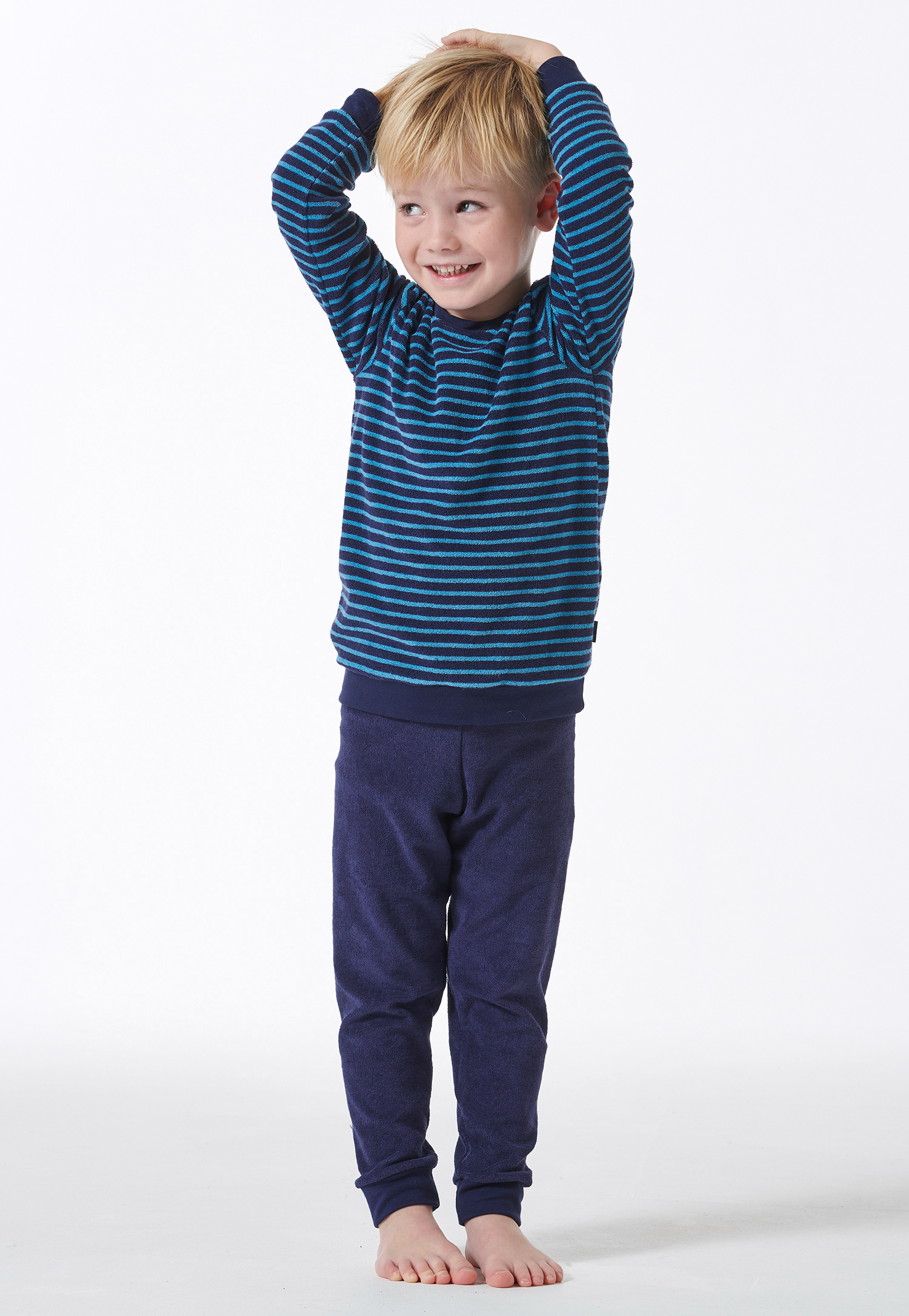 Schlafanzug lang Bündchen Ringel dunkelblau - Boys World 92 Schlafanzug lang Bündchen Ringel dunkelblau - Boys World 92 von Schiesser
