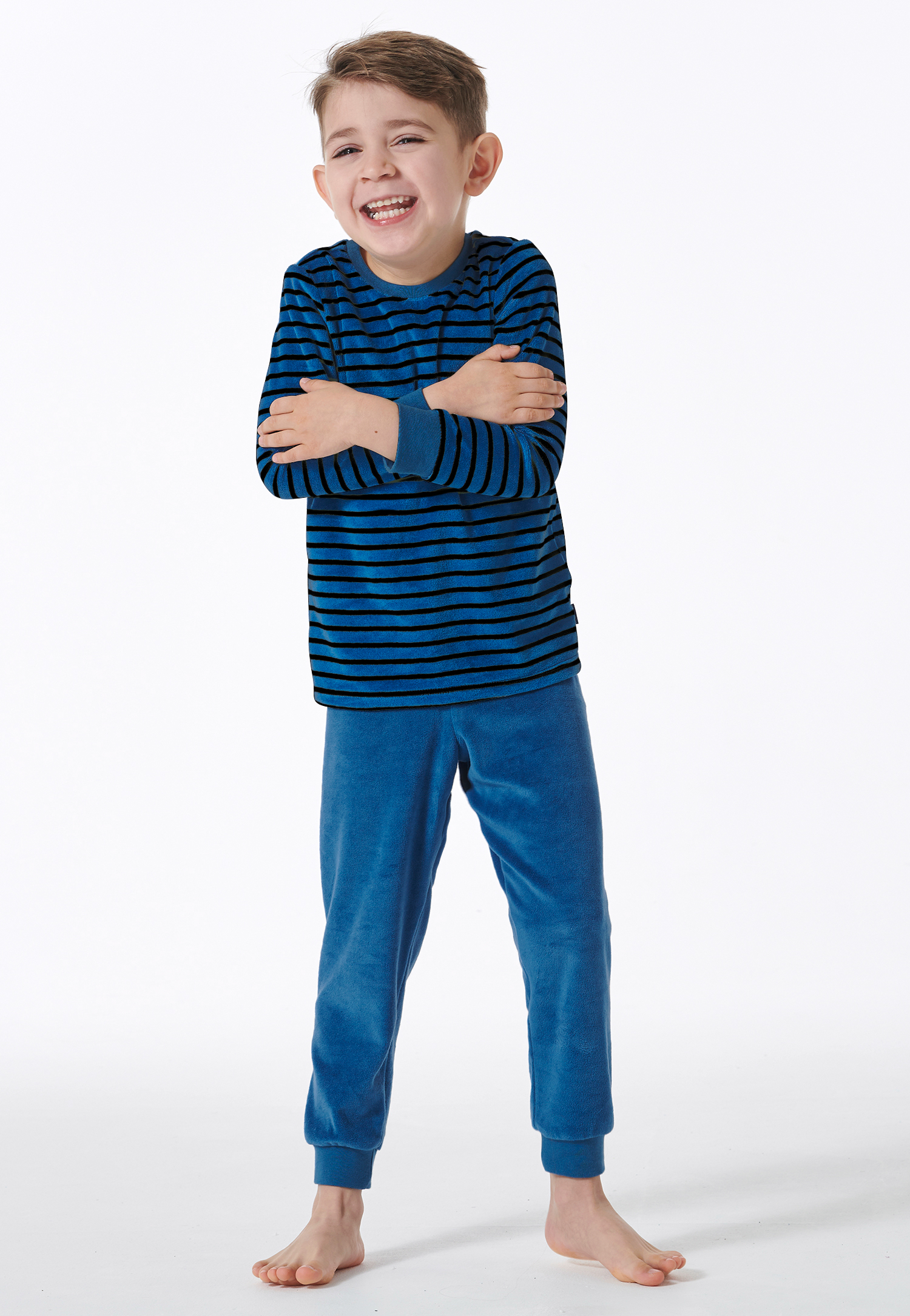 Schlafanzug lang Bündchen Streifen blau - Boys World 92 Schlafanzug lang Bündchen Streifen blau - Boys World 92 von Schiesser