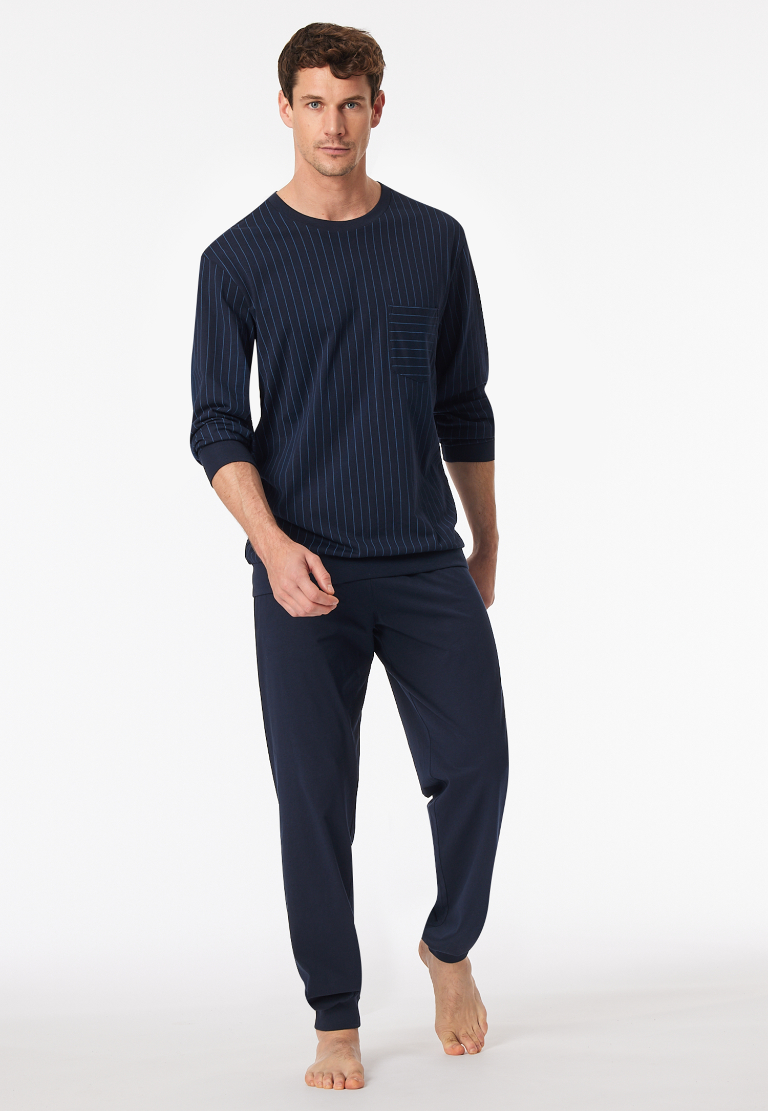 Schlafanzug lang Bündchen Streifen dunkelblau - Comfort Essentials 62 Schlafanzug lang Bündchen Streifen dunkelblau - Comfort Essentials 62 von Schiesser