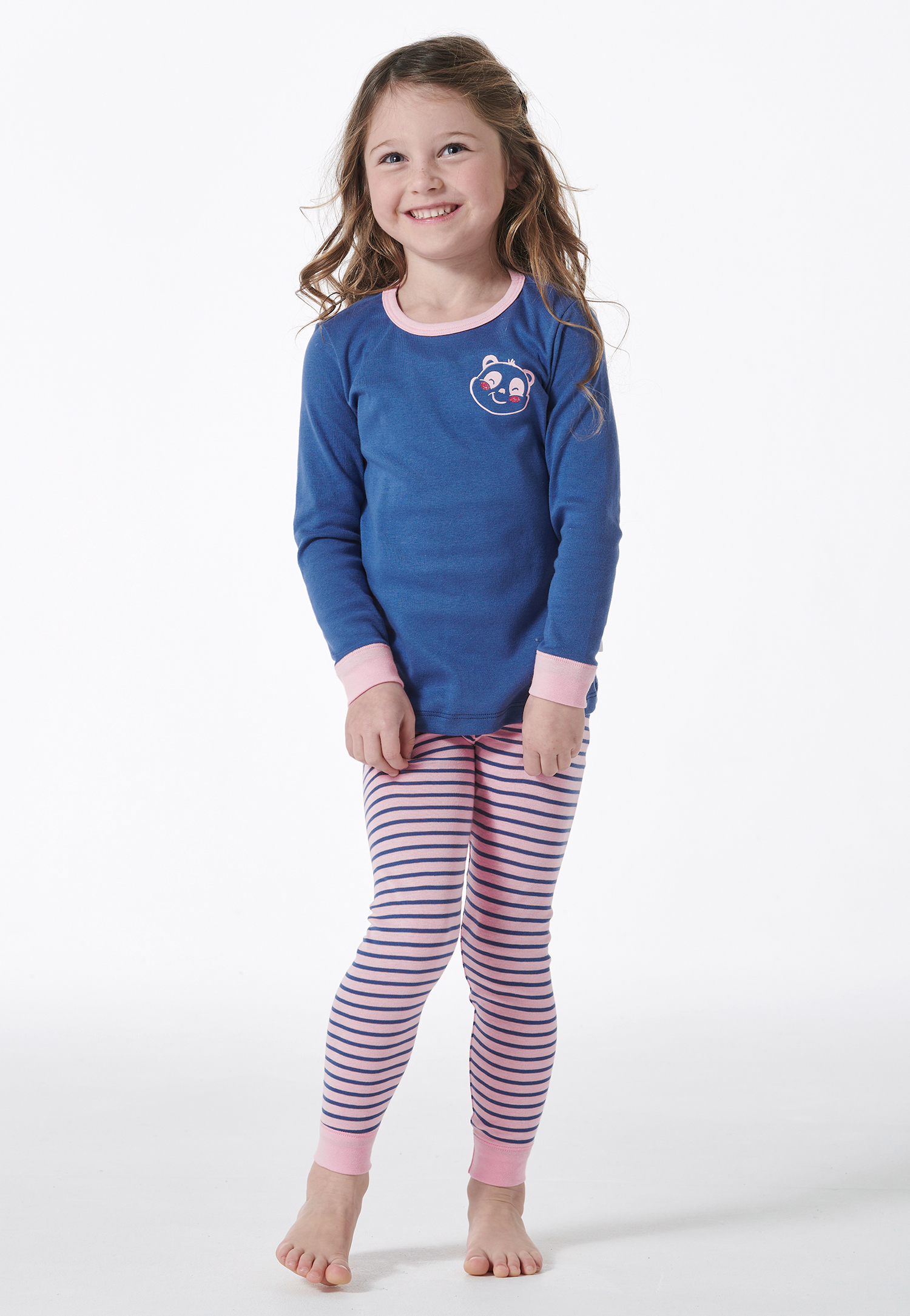 Schlafanzug lang Feinripp Panda Ringel blau - Girls World 92 Schlafanzug lang Feinripp Panda Ringel blau - Girls World 92 von Schiesser