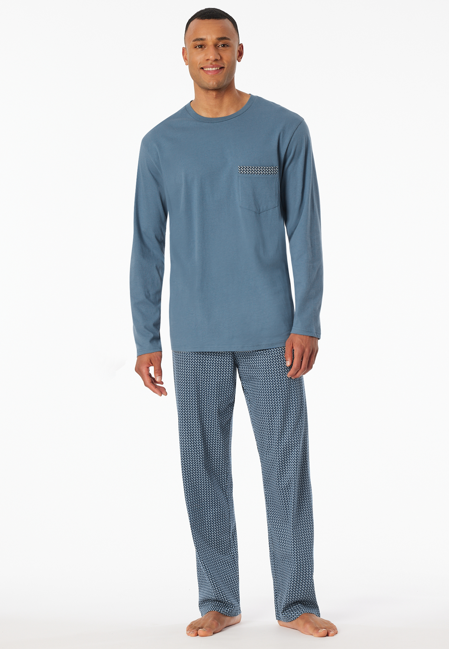 Schlafanzug lang Organic Cotton Streifen graphit - Comfort Nightwear 26 von Schiesser