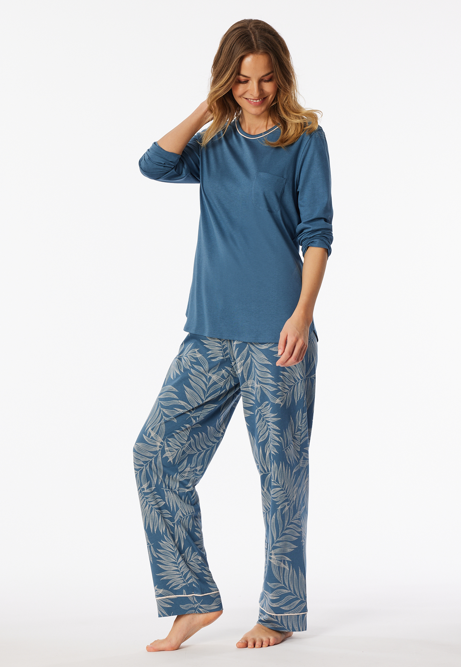 Schlafanzug lang atlantikblau - Comfort Nightwear 40 von Schiesser