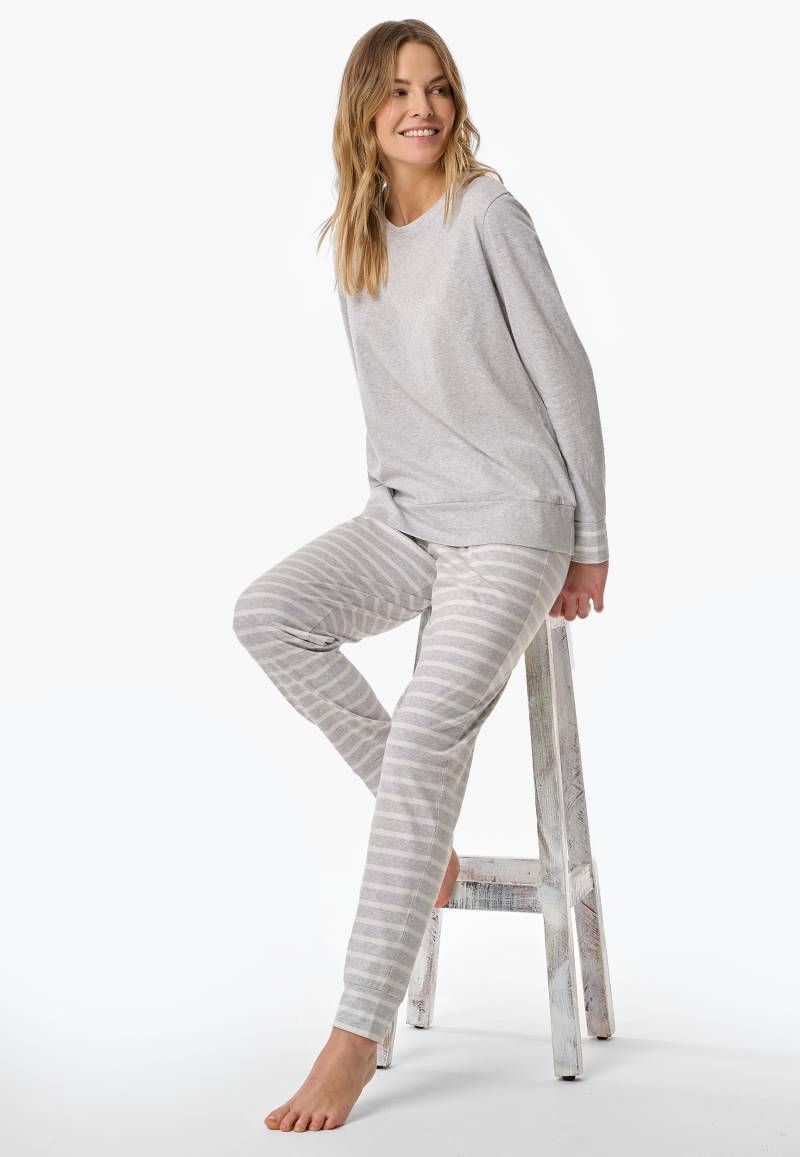 Schlafanzug lang silbergrau meliert - Casual Essentials 50 von Schiesser