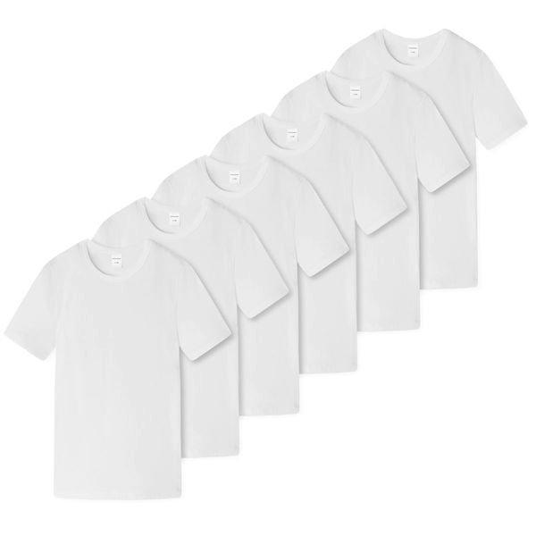 Schiesser - 6er Pack Teens Boys 95/5 Organic Cotton T-Shirt / Unterhemd, 140, Weiss von Schiesser