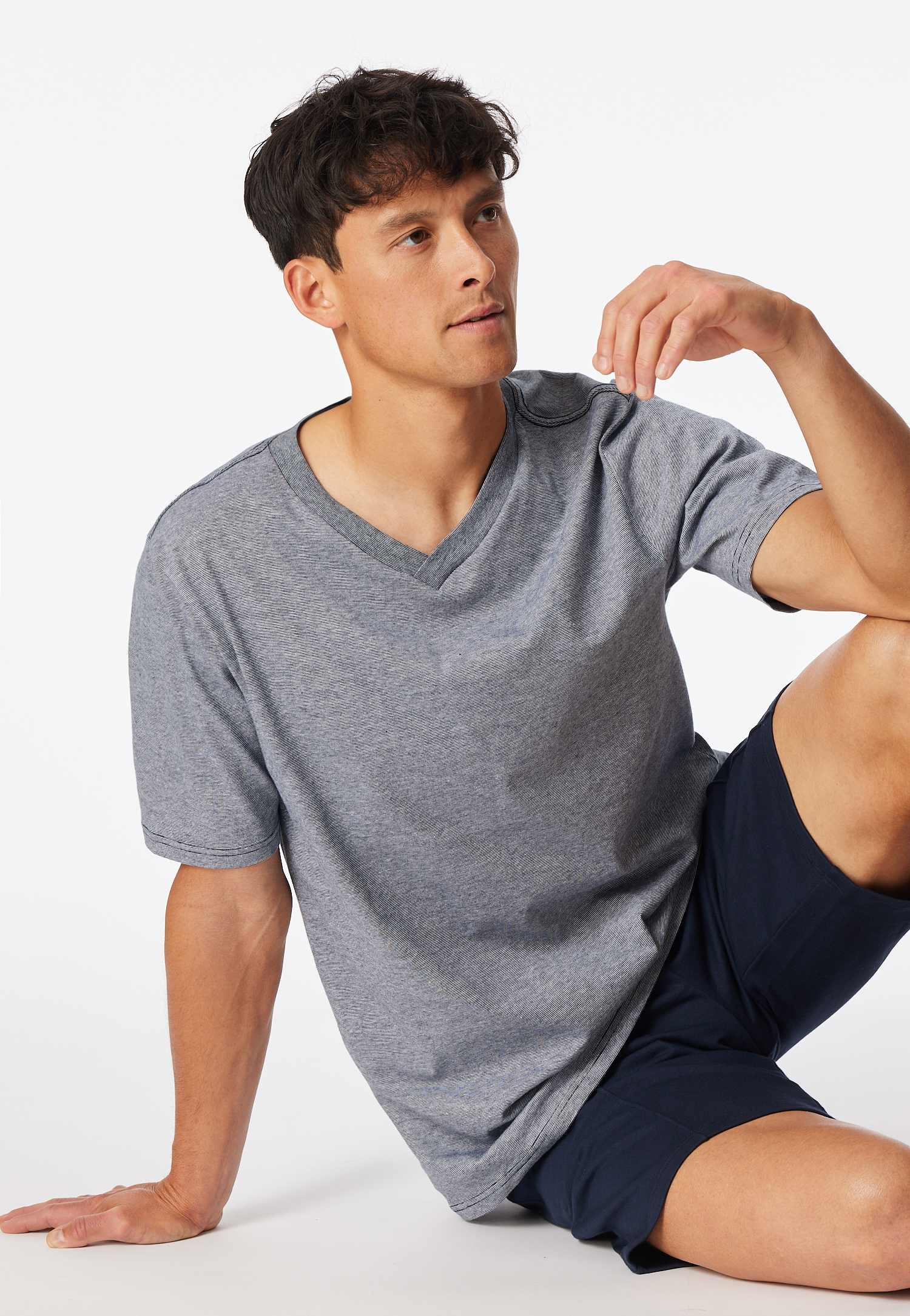 Shirt kurz arm V-Ausschnitt nachtblau geringelt - Mix+Relax 48 Shirt kurz arm V-Ausschnitt nachtblau geringelt - Mix+Relax 48 von Schiesser
