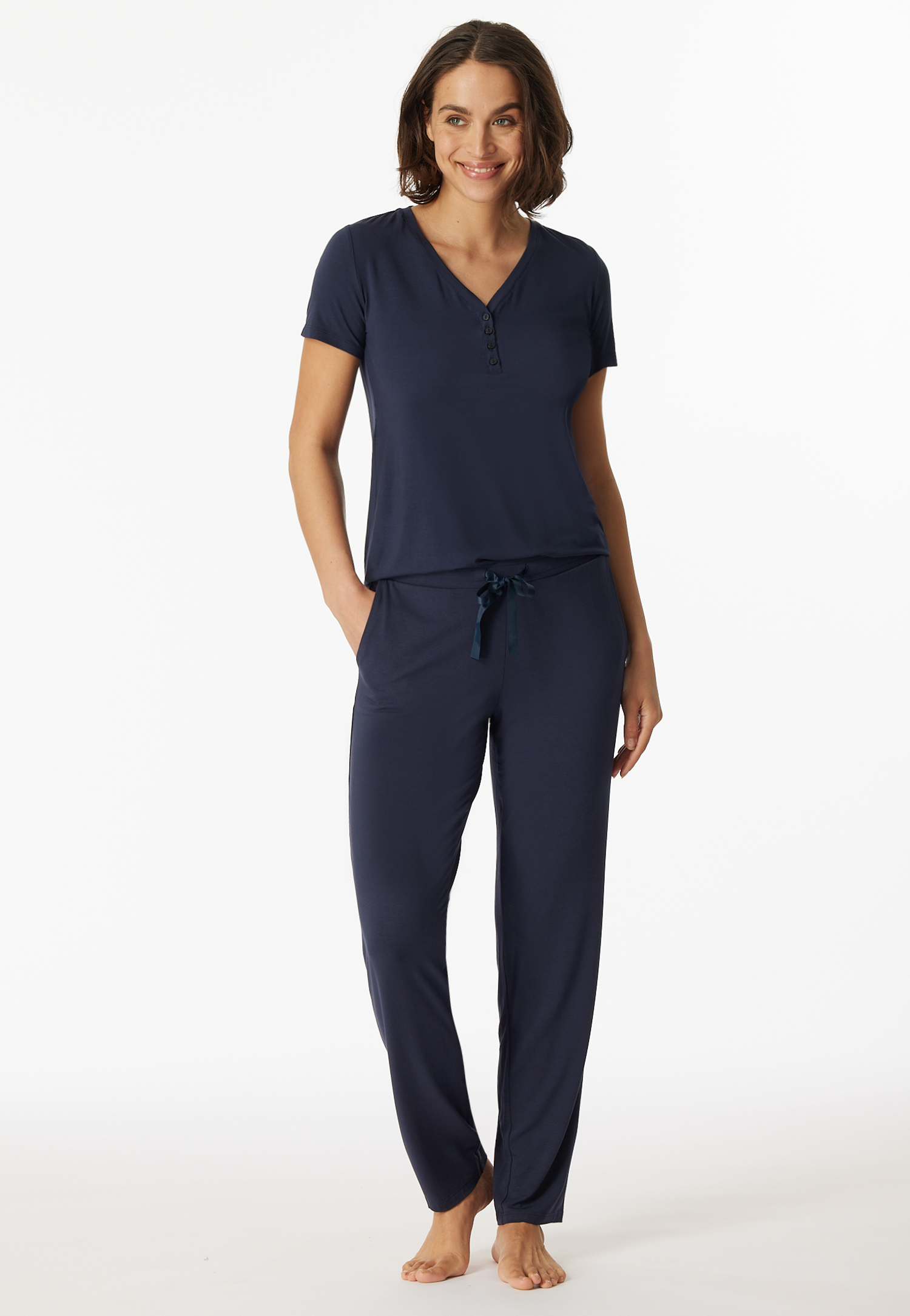 Shirt kurzarm Henley Knopfleiste blau - Mix+Relax 40 Shirt kurzarm Henley Knopfleiste blau - Mix+Relax 40 von Schiesser