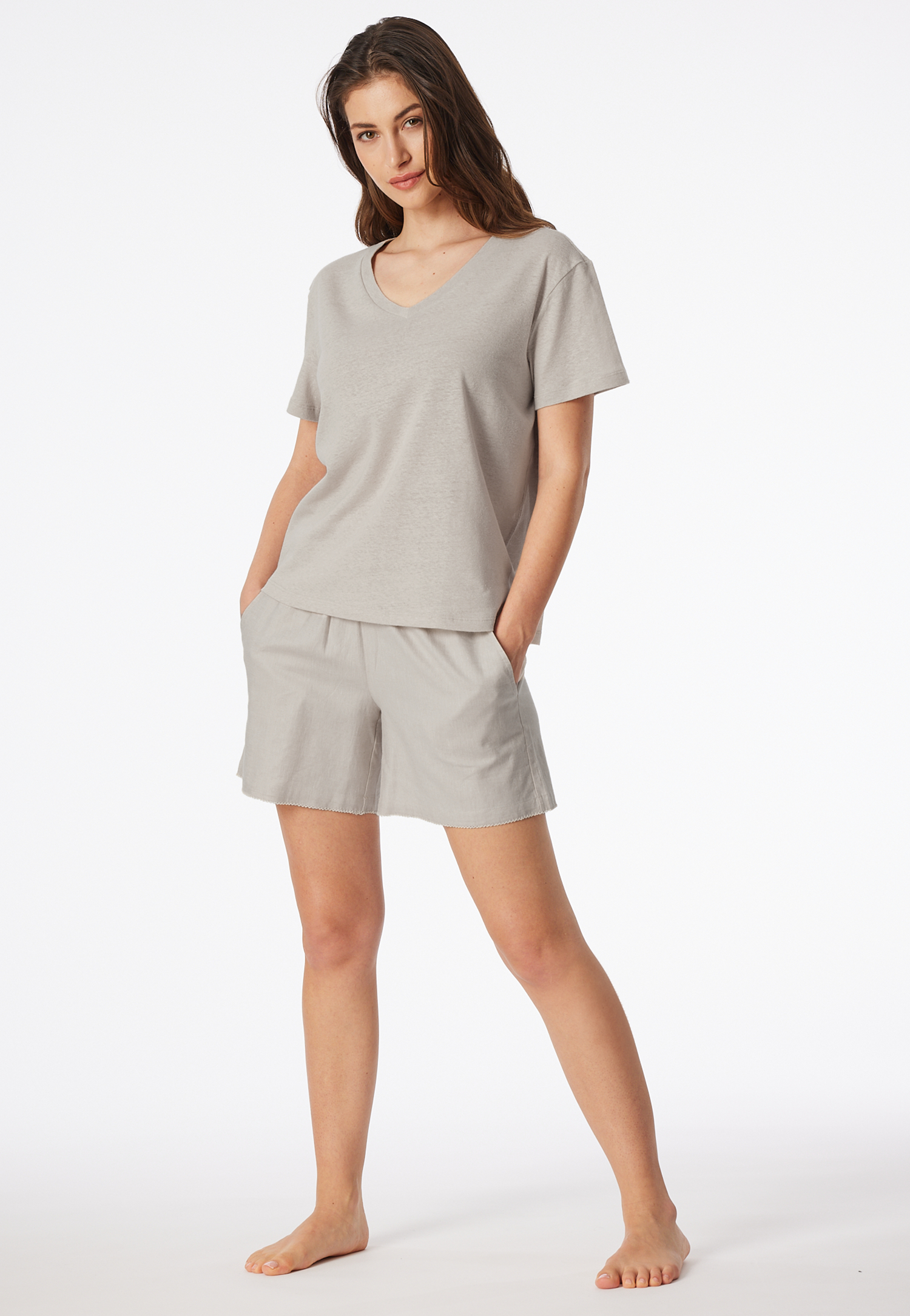 Shirt kurzarm Leinen Biobaumwolle grau-jaspe- Mix+Relax 34 Shirt kurzarm Leinen Biobaumwolle grau-jaspe- Mix+Relax 34 von Schiesser