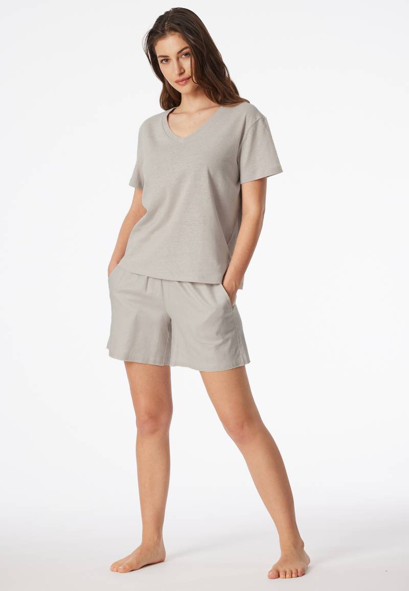Shirt kurzarm Leinen Biobaumwolle grau-jaspe- Mix+Relax 34 von Schiesser