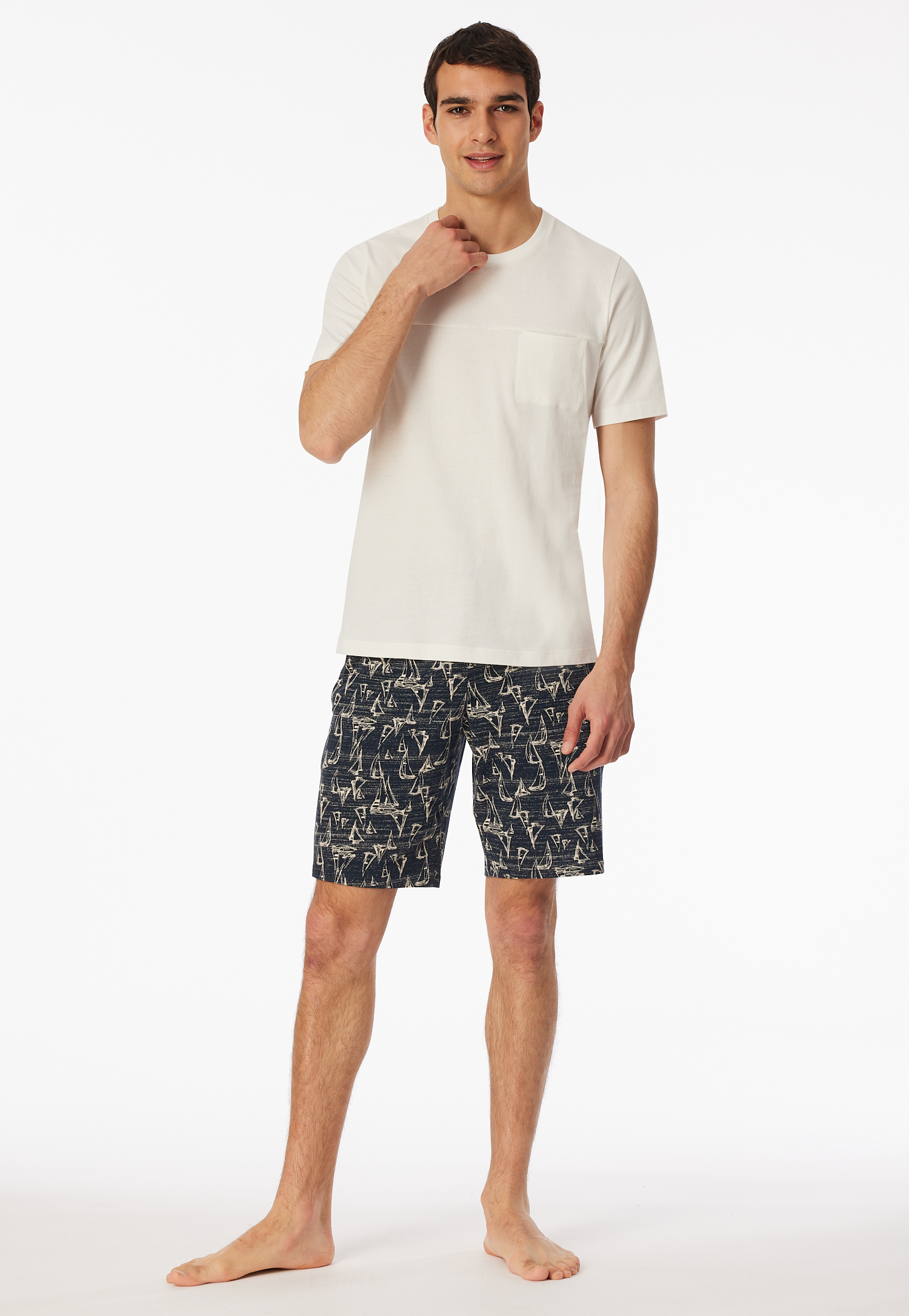 Shirt kurzarm Sweat-Qualität off-white - Mix+Relax 48 von Schiesser