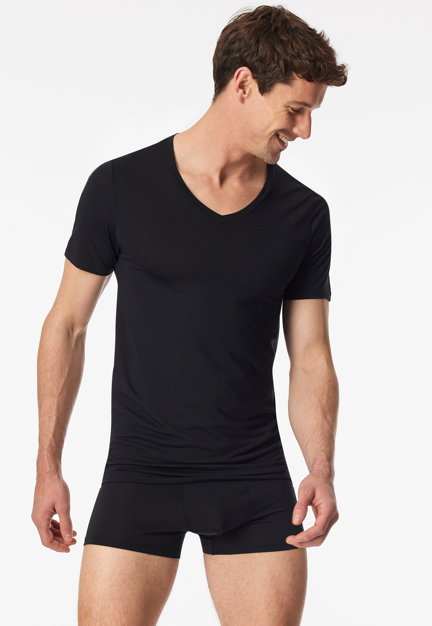 Shirt kurzarm V-Ausschnitt schwarz - Premium Modal 5 Shirt kurzarm V-Ausschnitt schwarz - Premium Modal 5 von Schiesser