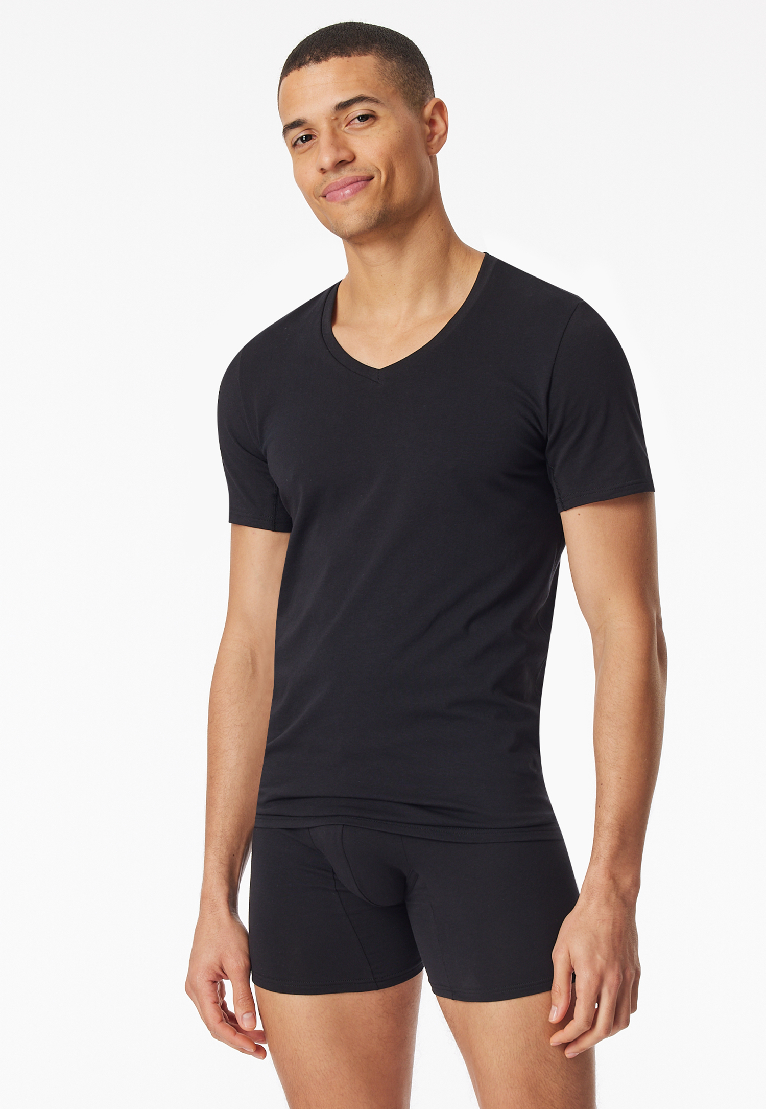 Shirt kurzarm V-Ausschnitt schwarz - Premium Cotton 6 Shirt kurzarm V-Ausschnitt schwarz - Premium Cotton 6 von Schiesser
