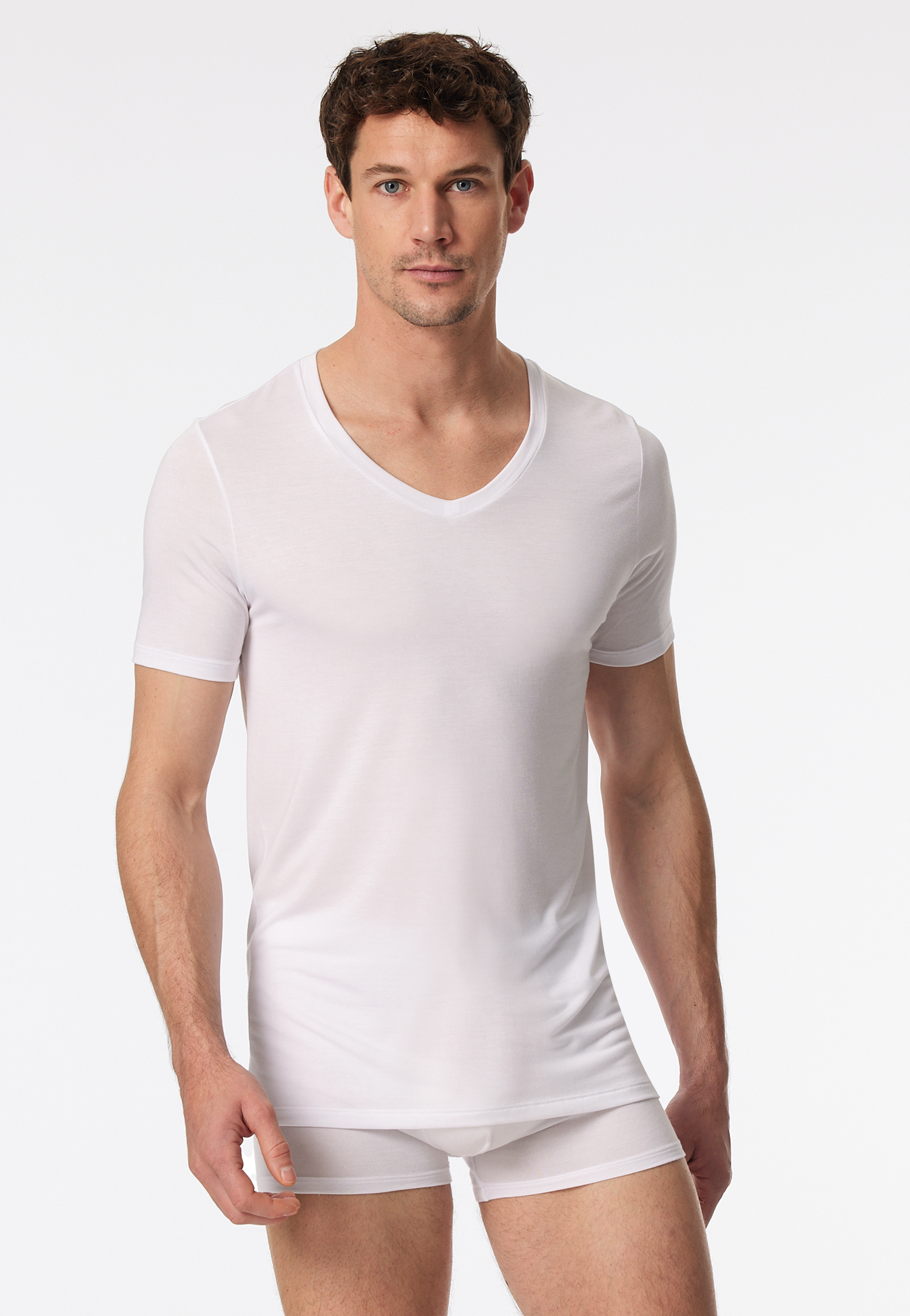 Shirt kurzarm V-Ausschnitt weiß - Premium Modal 4 von Schiesser