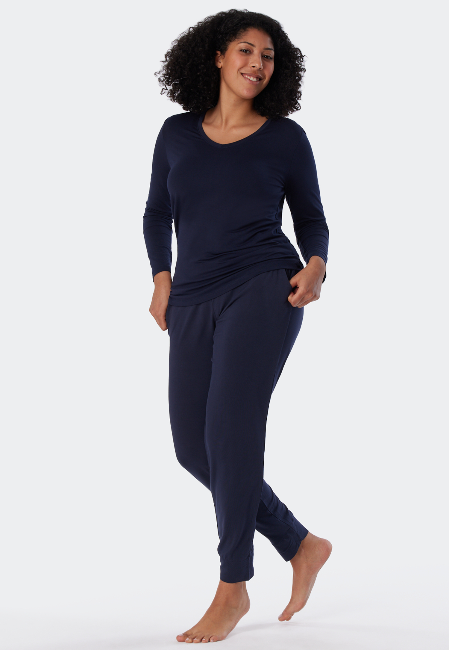 Shirt langarm Modal V-Ausschnitt blau - Mix+Relax 36 Shirt langarm Modal V-Ausschnitt blau - Mix+Relax 36 von Schiesser
