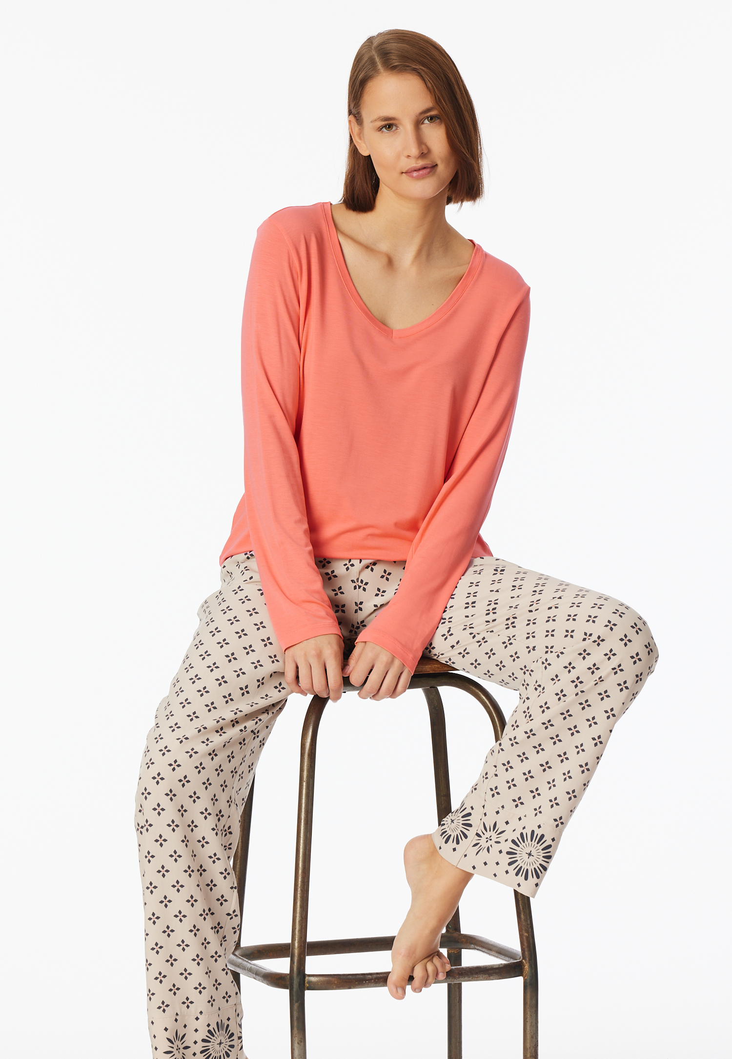 Shirt langarm V-Ausschnitt pfirsich - Mix+Relax 38 Shirt langarm V-Ausschnitt pfirsich - Mix+Relax 38 von Schiesser