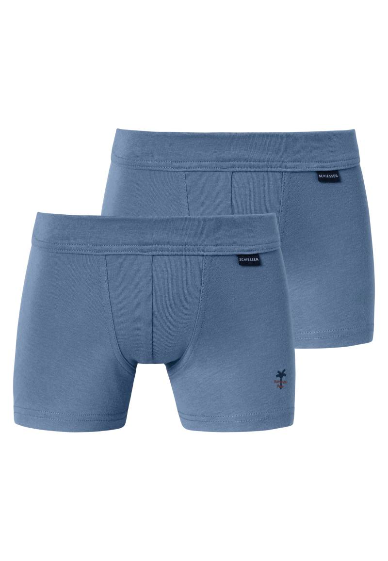 Shorts 2er-Pack jeansblau - Fine Rib 104 von Schiesser