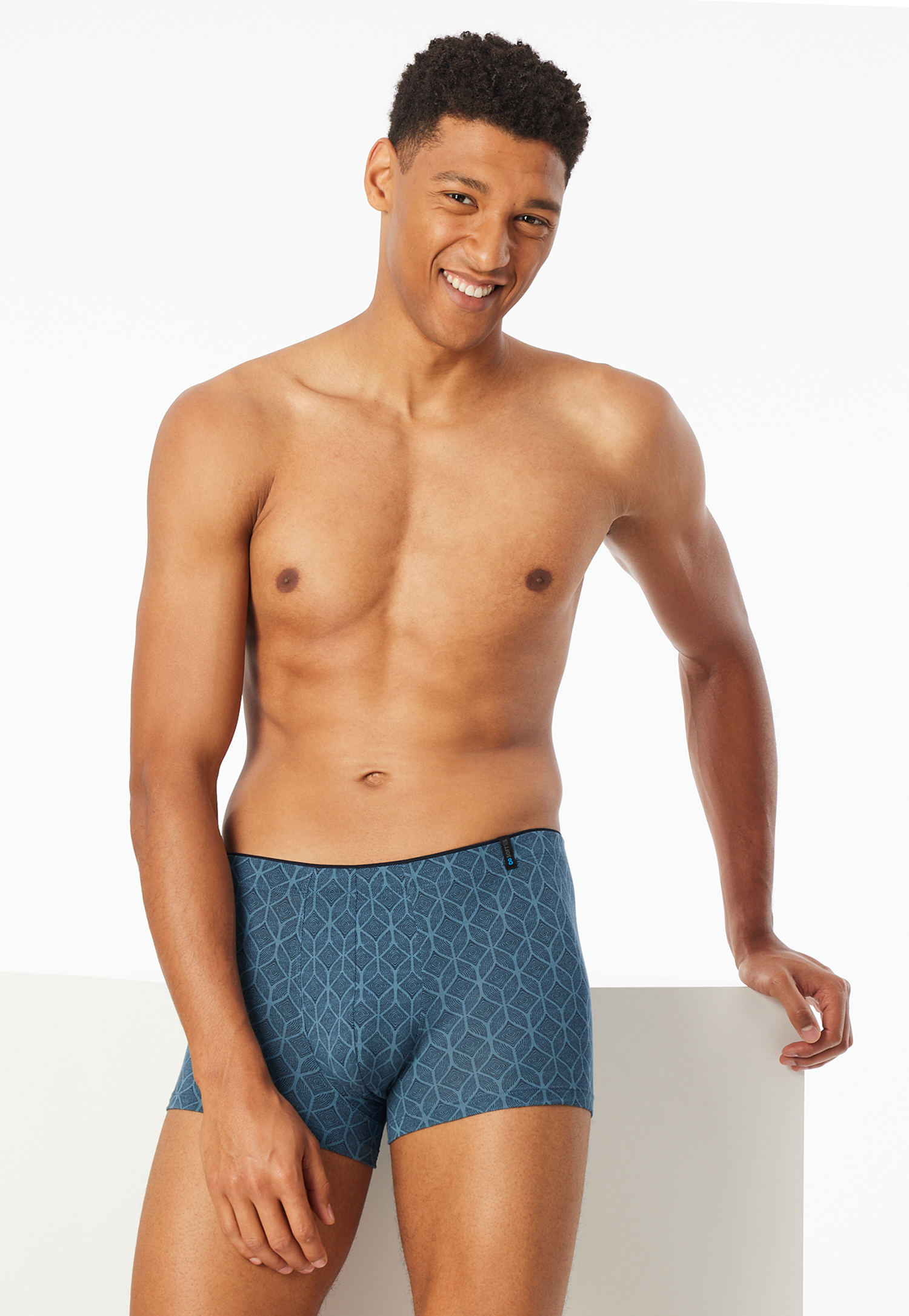 Shorts Modal gemustert atlantikblau - Long Life Soft 6 von Schiesser