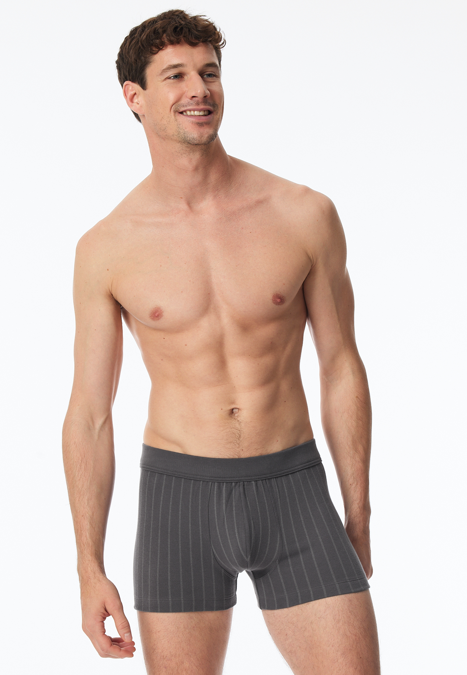 Shorts gestreift anthrazit - Fine Interlock 10 von Schiesser