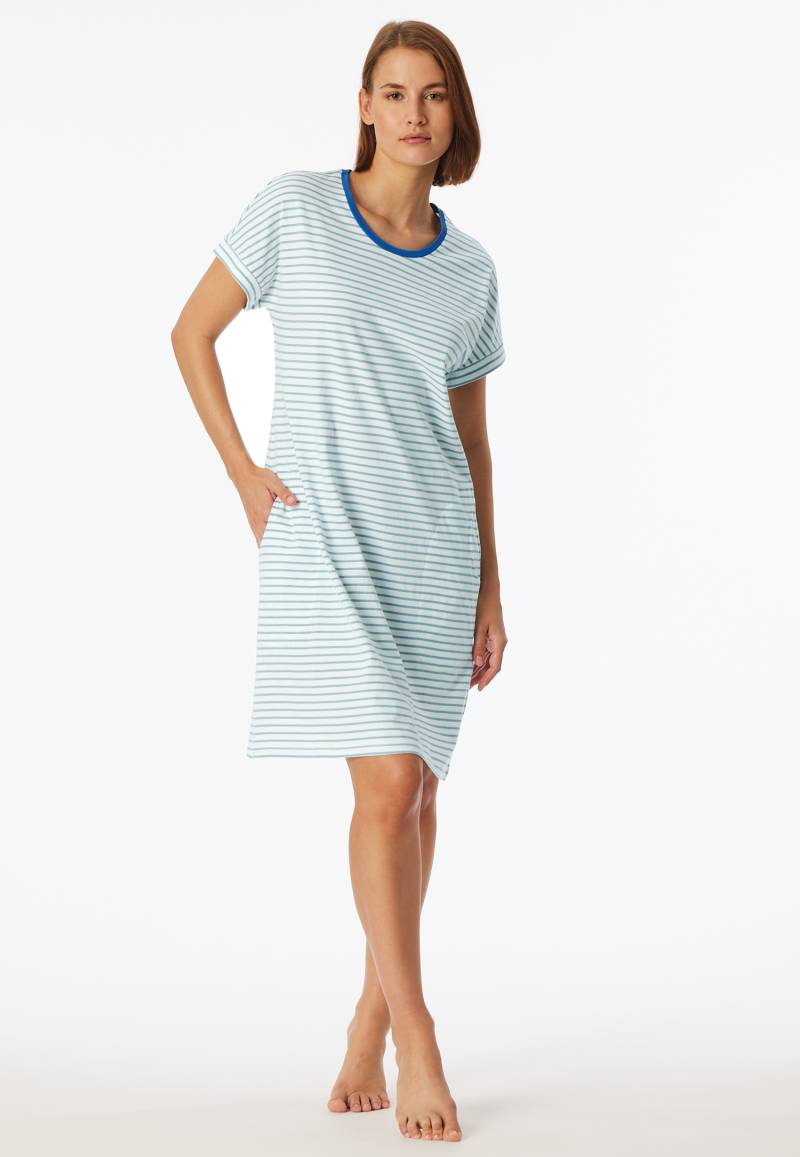Sleepshirt kurzarm Streifen jade - Casual Essentials 48 von Schiesser