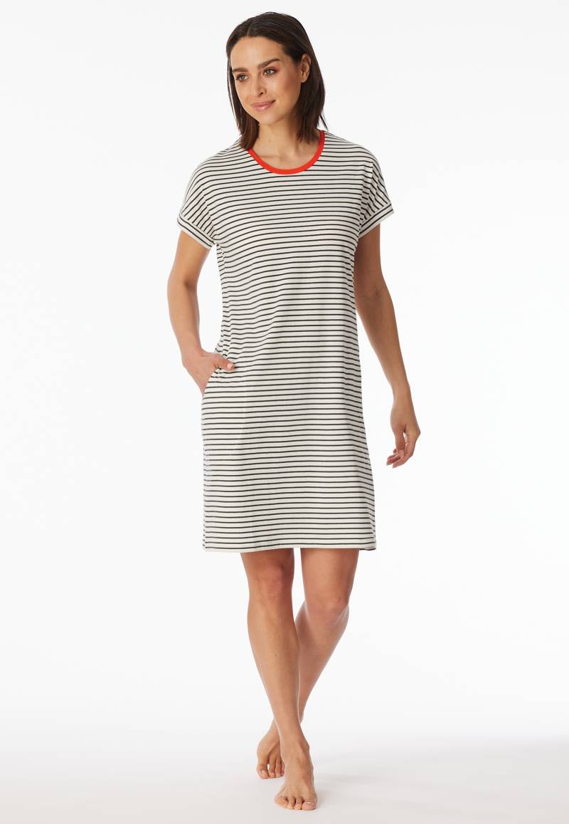 Sleepshirt kurzarm Streifen off-white - Casual Essentials 36 von Schiesser