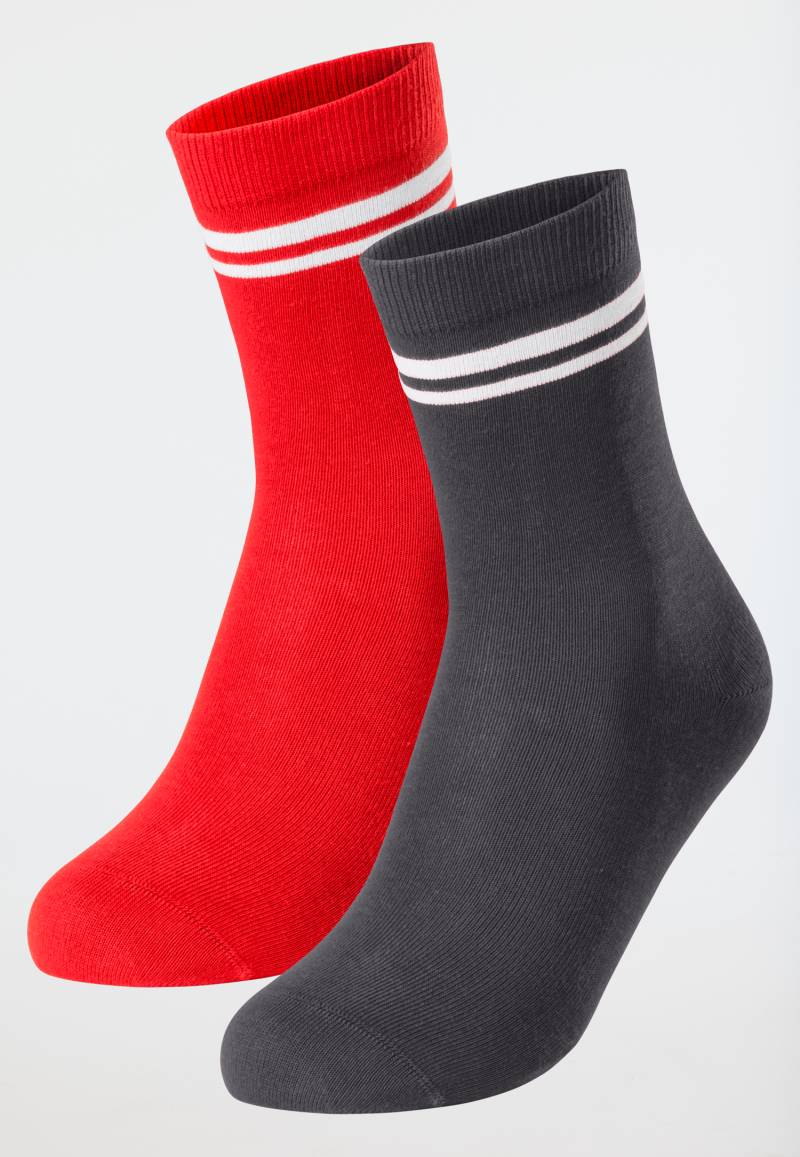 Socken 2er-Pack Stay Fresh medium Schaft rot/dunkelgrau - Fashion 39/42 von Schiesser