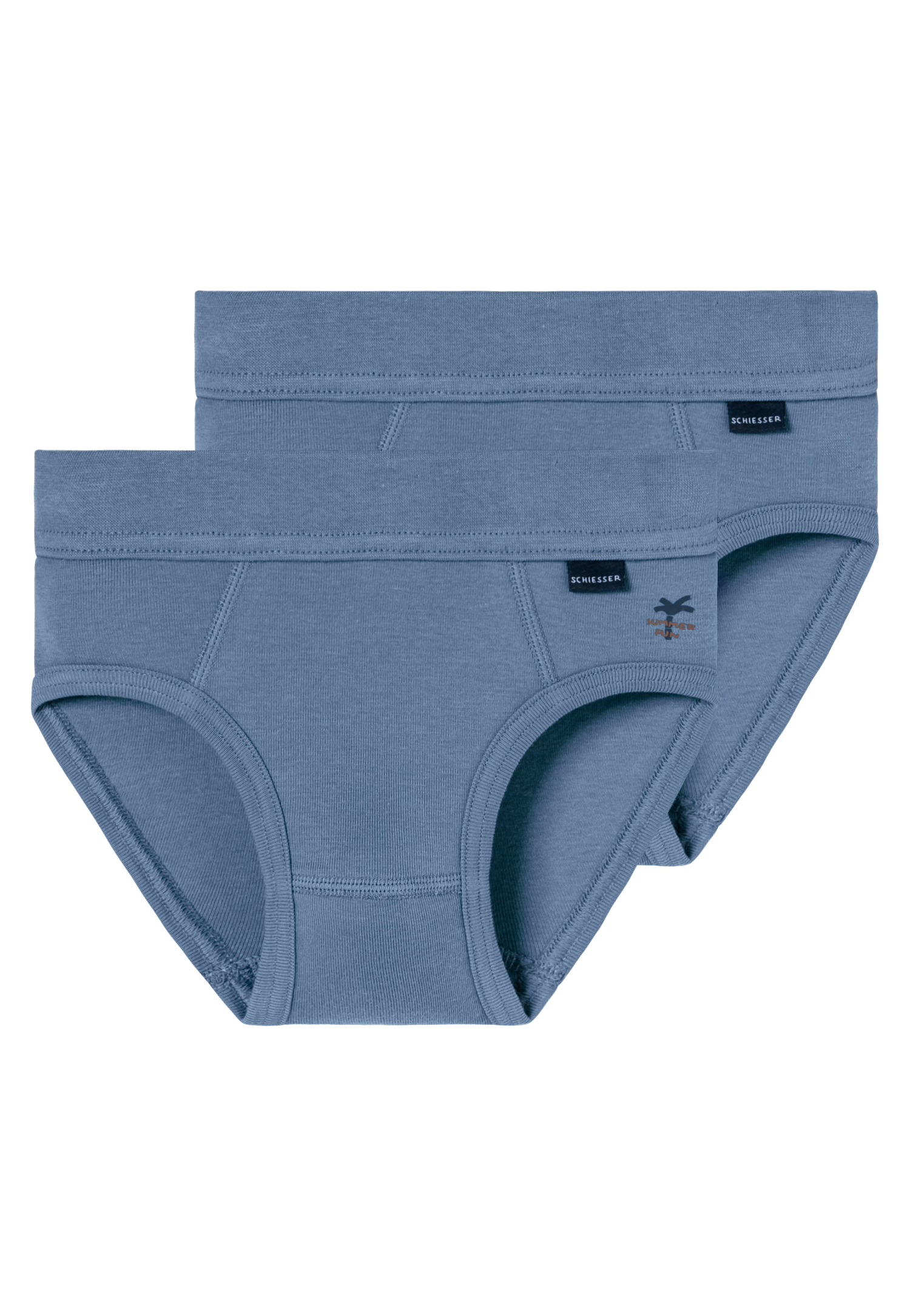 Sportslips 2er-Pack jeansblau - Fine Rib 128 von Schiesser