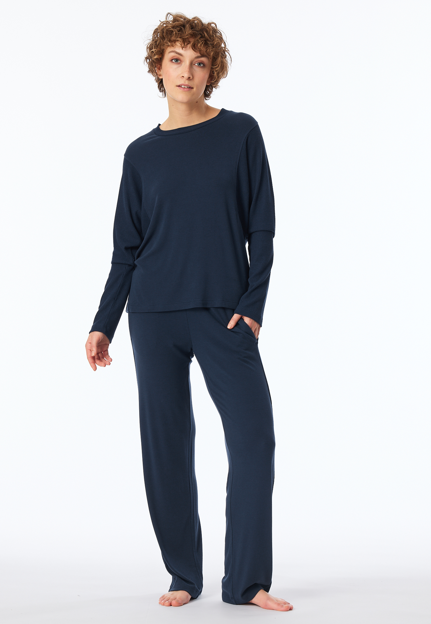 Sweatshirt Feinripp nachtblau - Mix+Relax 44 von Schiesser